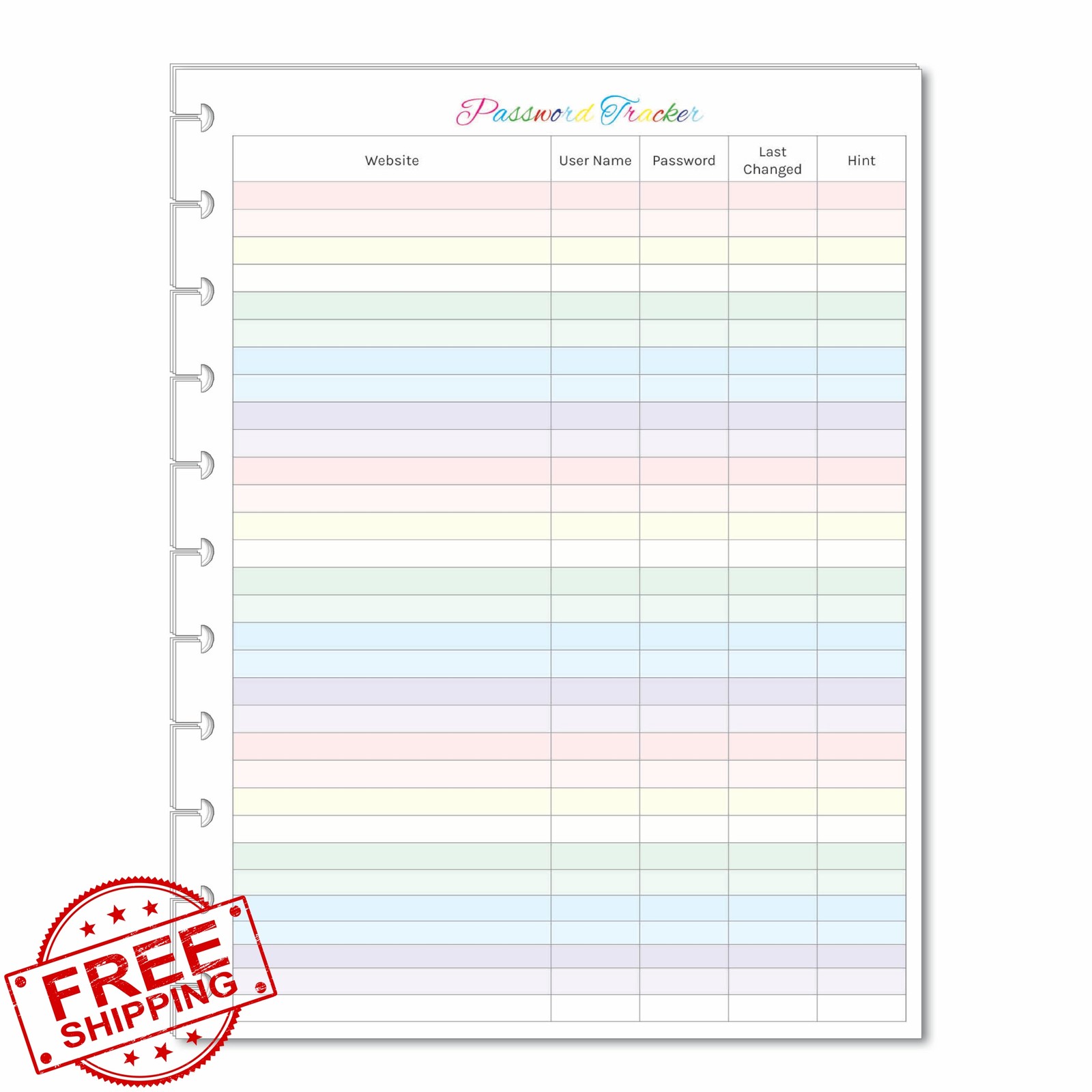 FeroniArt Password Tracker 11-Disc Letter