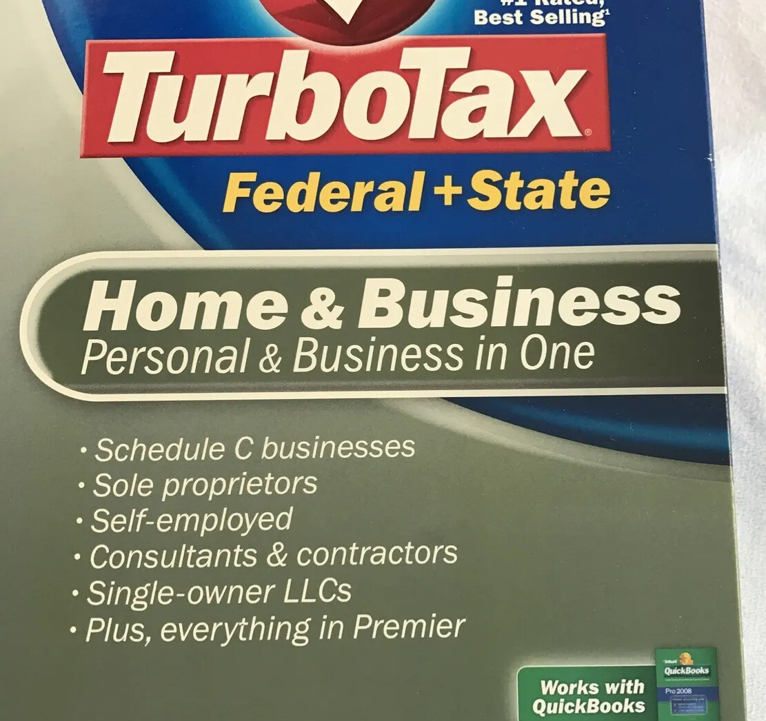 2007 Intuit TurboTax Home & Business Schedule C Federal + State Windows & Mac CD