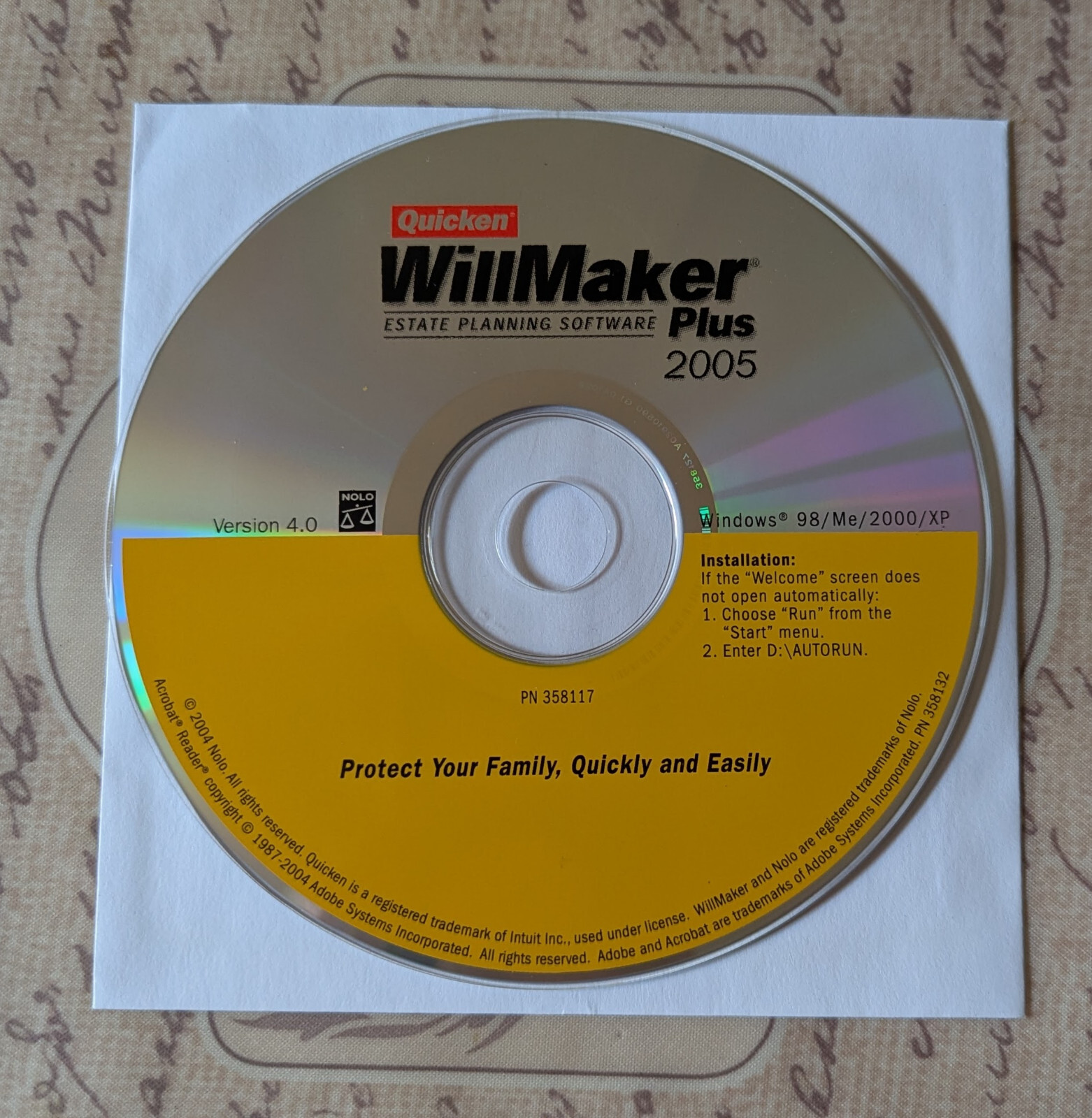 Quicken – WillMaker Plus 2005 (Version 4.0) Windows 98/ME/2000 – CD-ROM