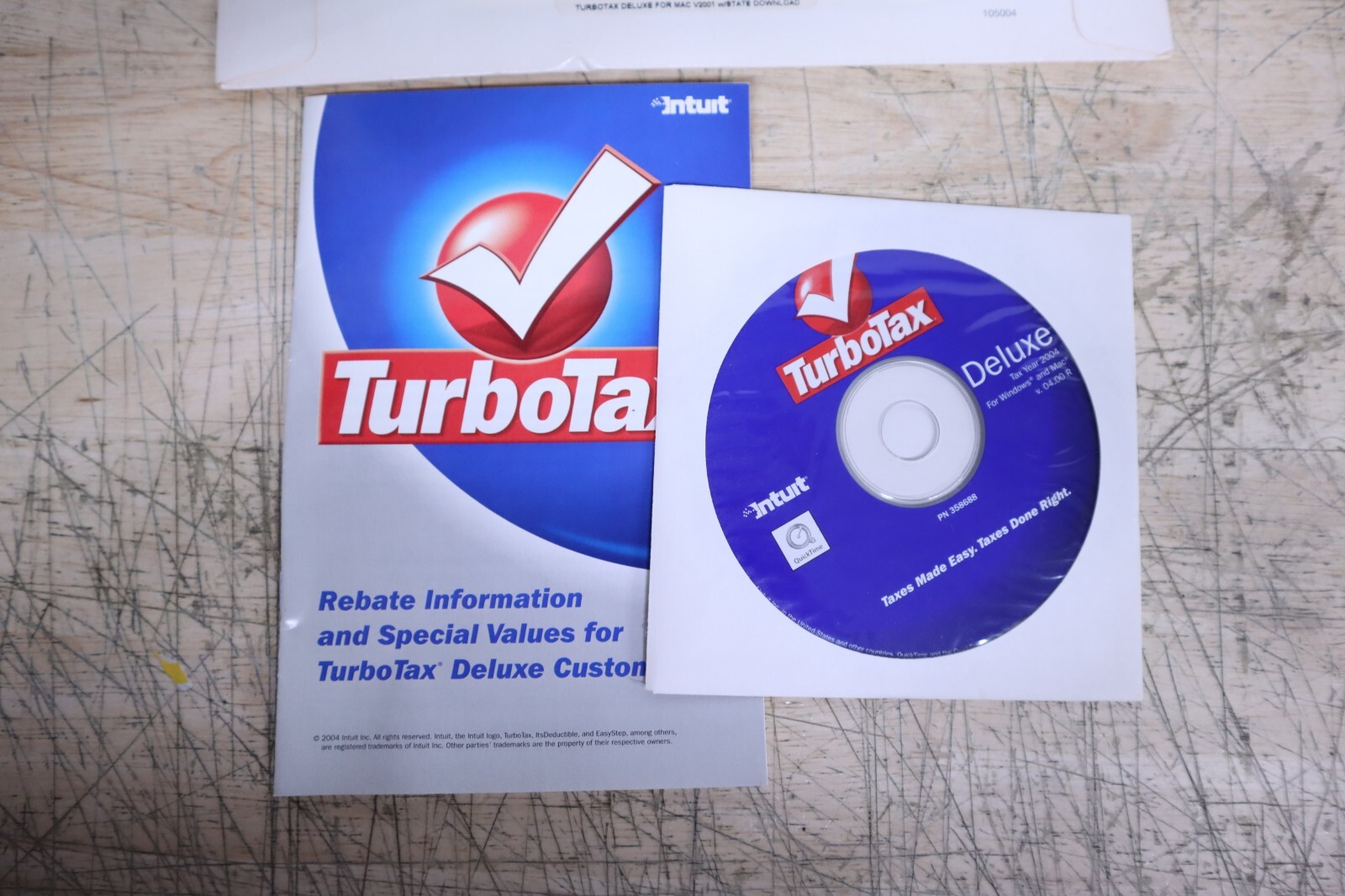 Original TURBO TAX – Premier 2001 & Deluxe 2004 CD W/ 2001 Key & Envelopes USA