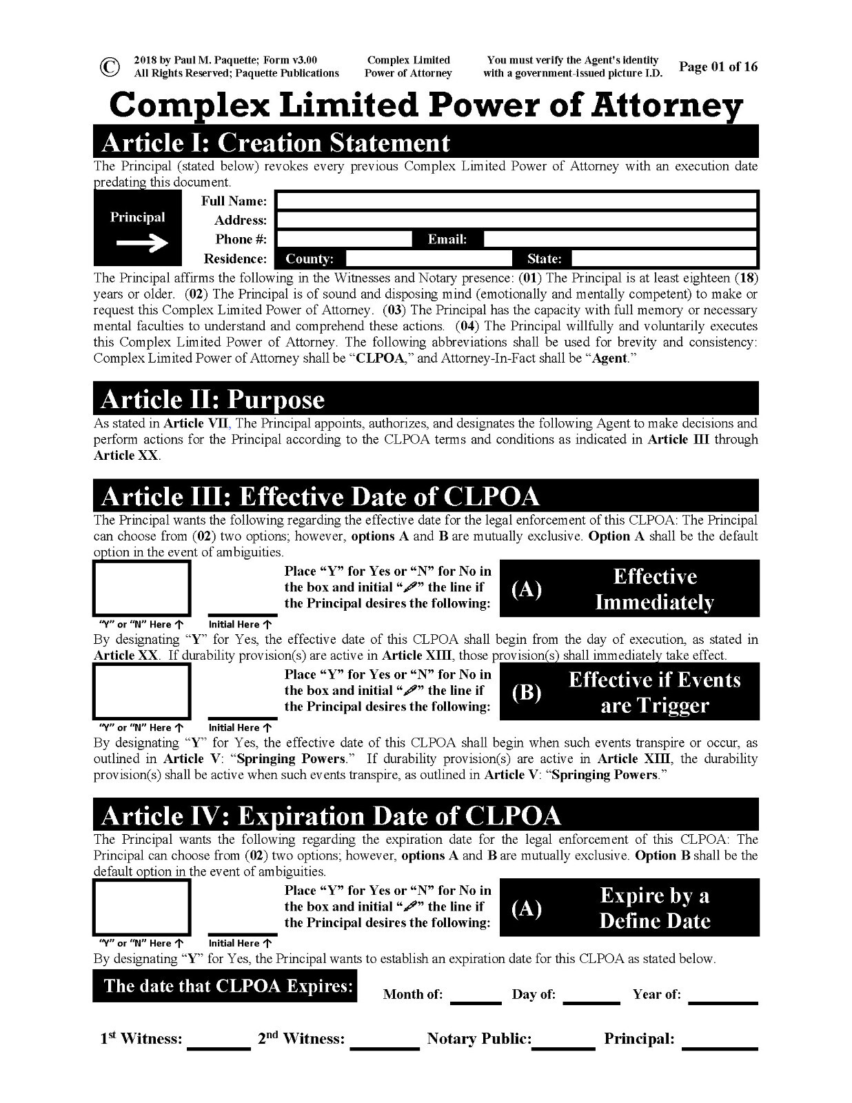 Complex Limited Power of Attorney – Full Version – USB Flash Drive Only