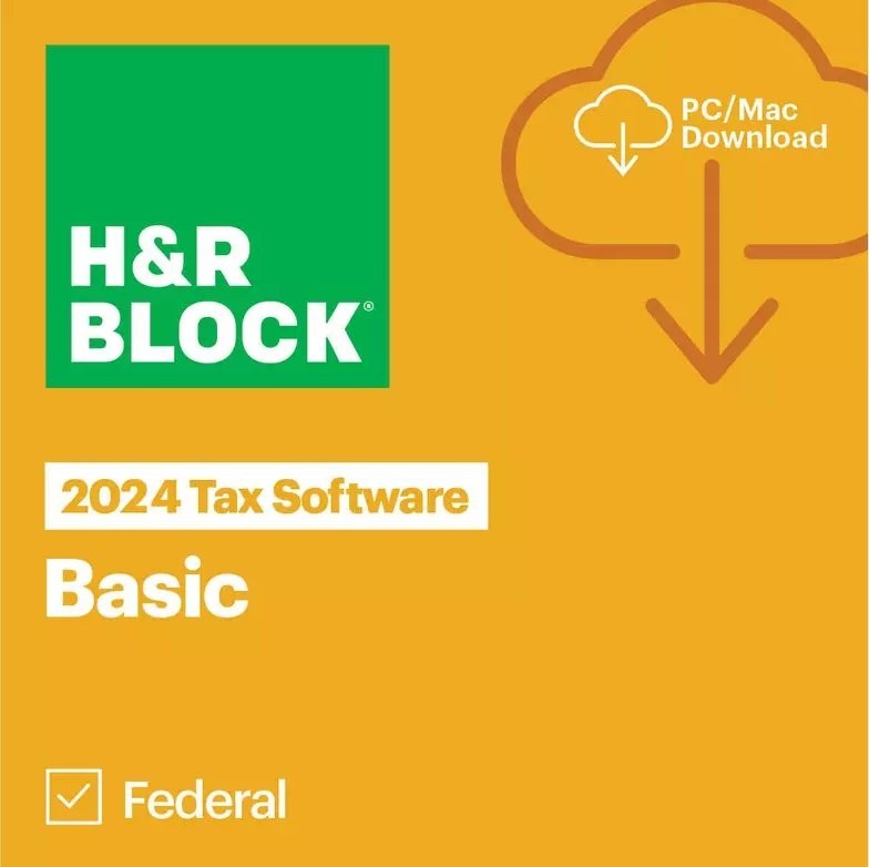 New 2024 H&R Block Tax Software Basic Edition for PC/MAC [Key Card]
