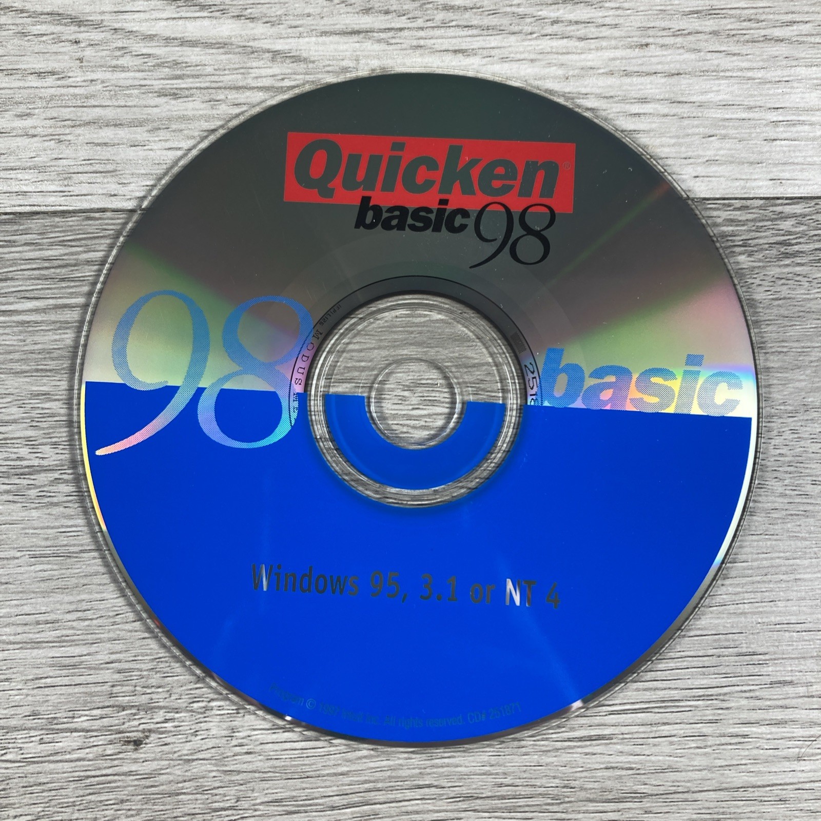 Quicken Basic 98 For Windows 95, 3.1, or NT 4 Software CD Vintage