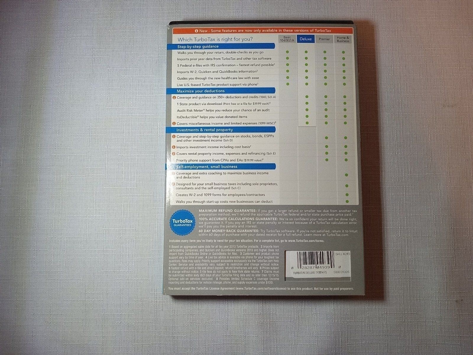TurboTax Deluxe Federal and State 2014 Deductions & Homeowners WINDOWS MAC