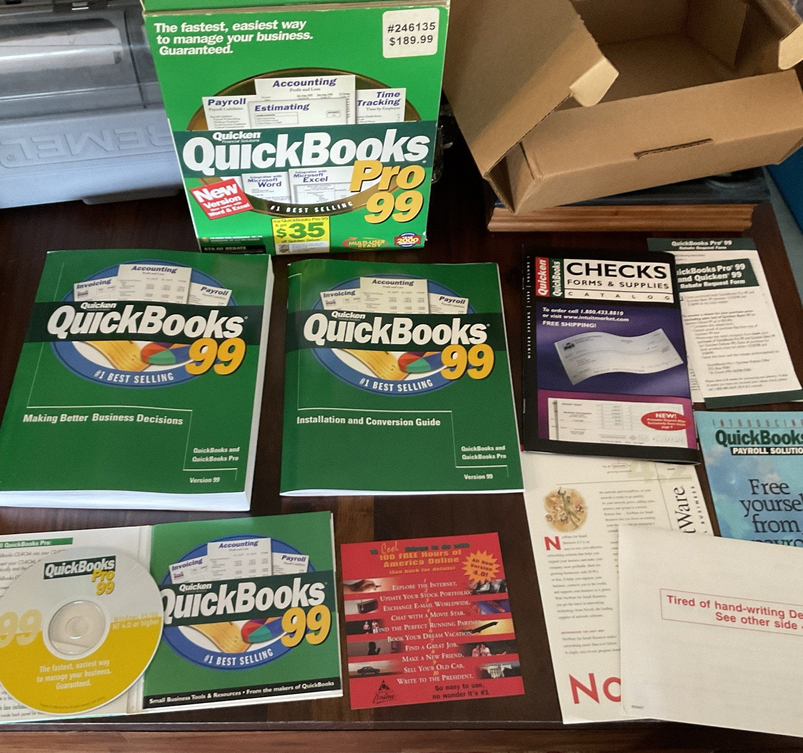 Quicken Quickbooks Pro 99 Software – Original Box Manuals & Paperwork !