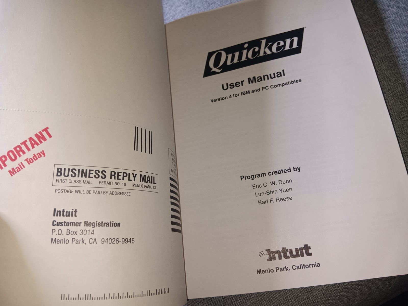 Intuit Quicken 4.0 IBM PC XT Evaluación Edition Software w/ 5 1/4″ Floppy Discs