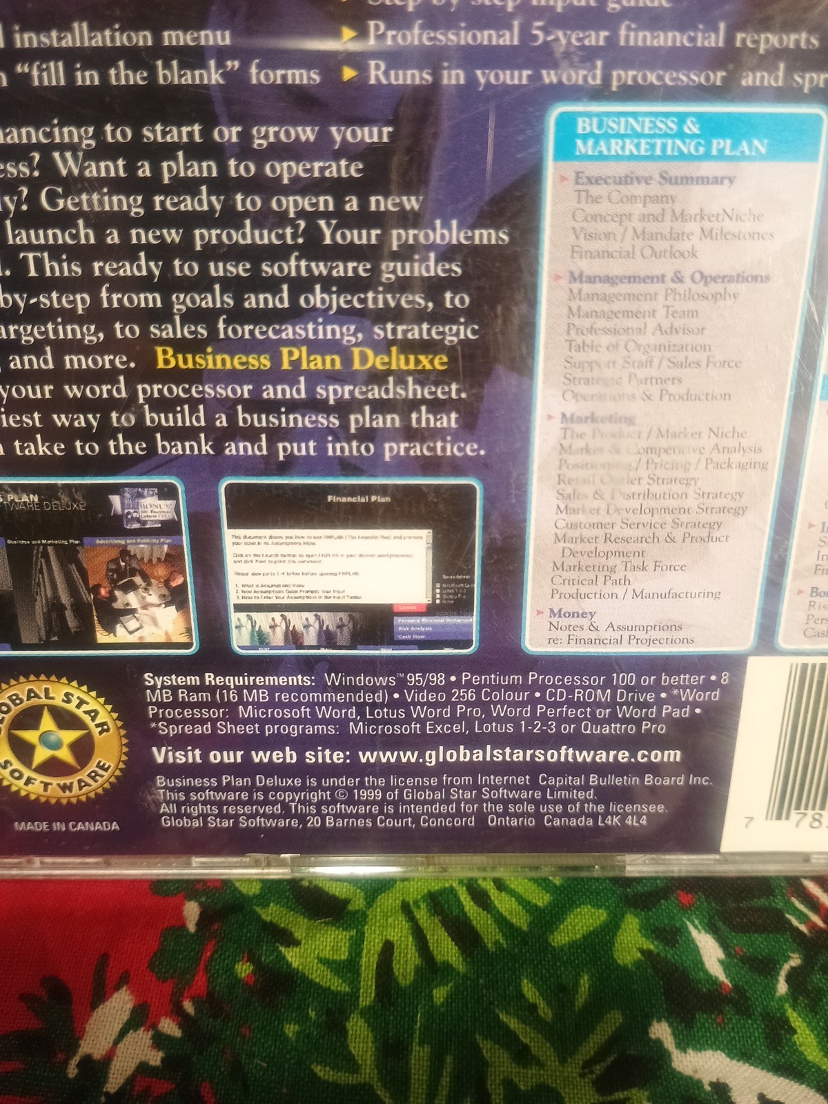 Win 95/98 BUSINESS PLAN DELUXE CDROM Global Star Software