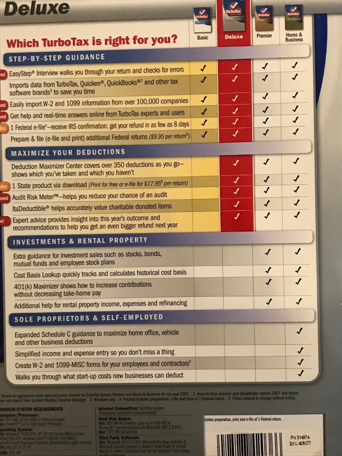 Intuit TurboTax Deluxe Maximize Your Deductions Federal & State 2008