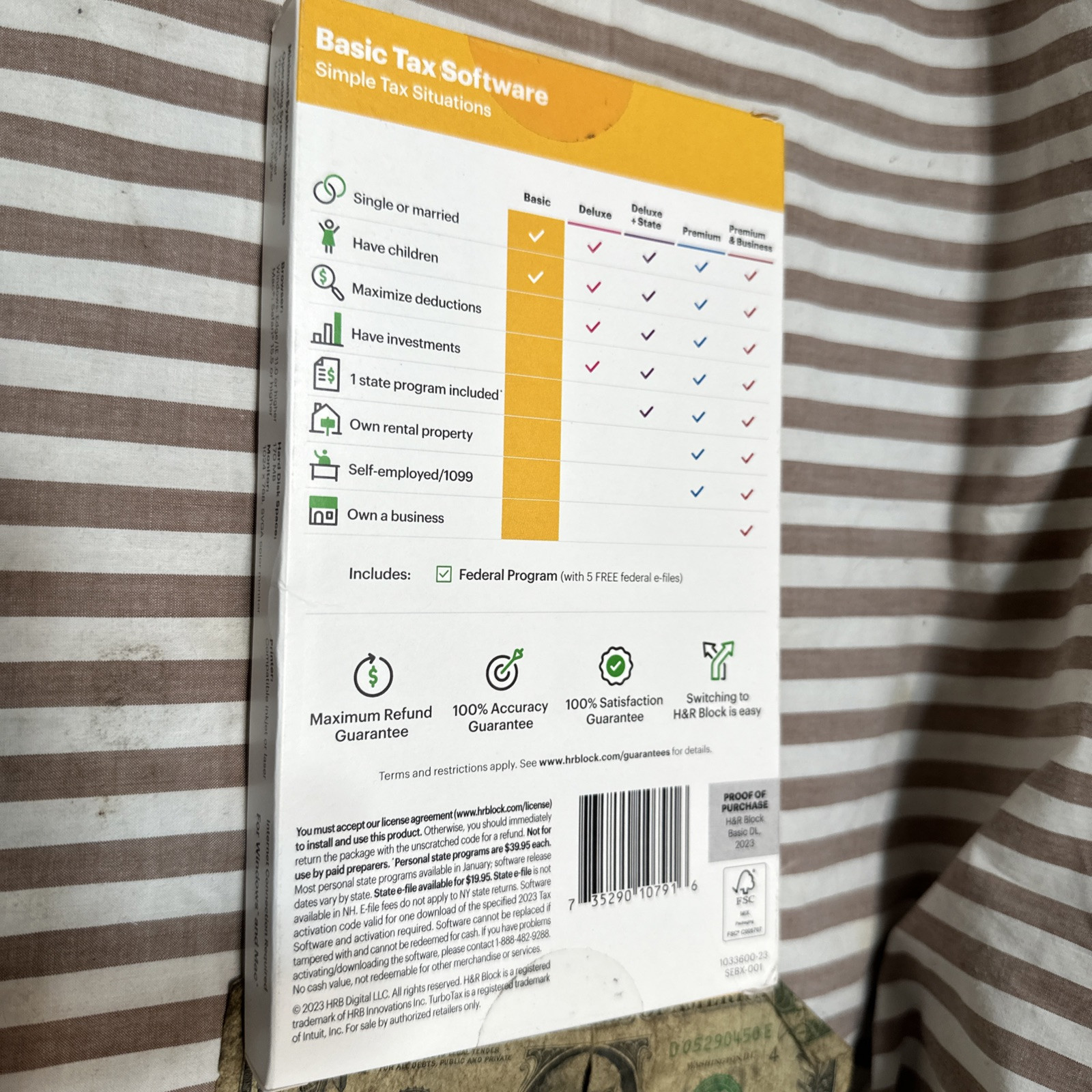 H&R Block 2023 Tax Software Basic Simple Tax Situations PC/MAC SEALED Turbotax