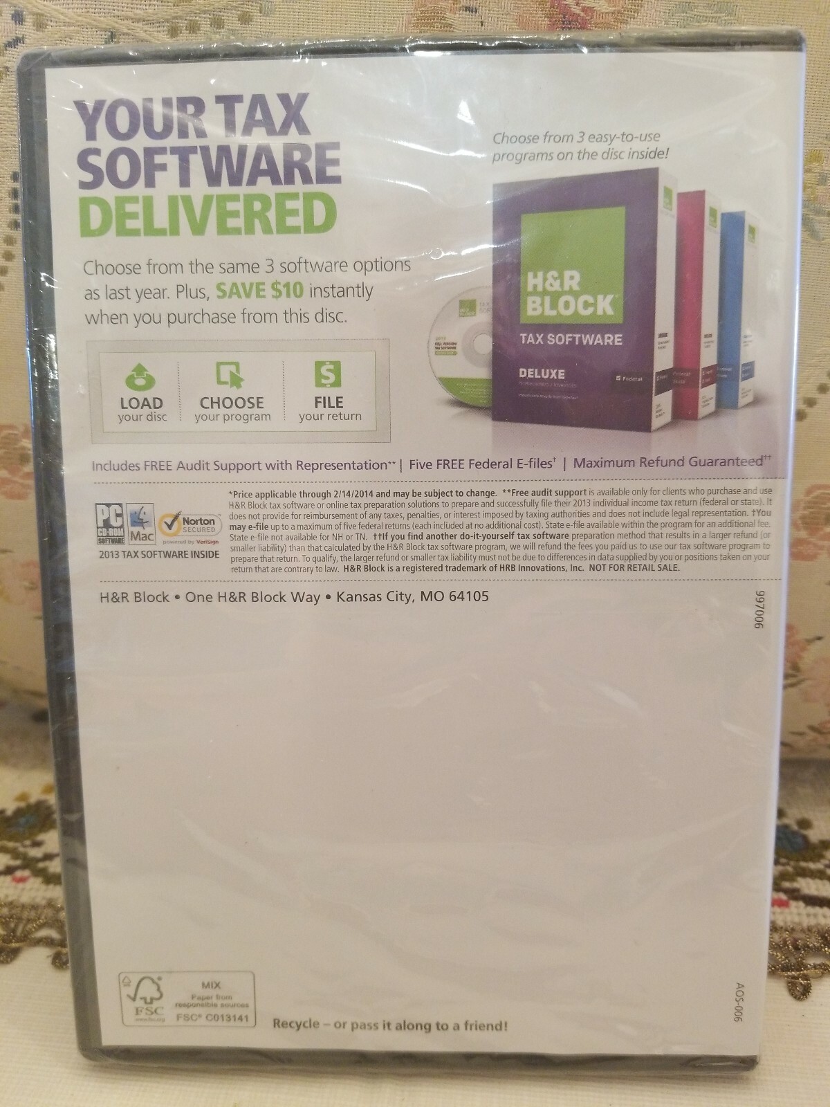 H & R Block One-Stop Shopping Tax Software 2013 Tax Year/Sealed