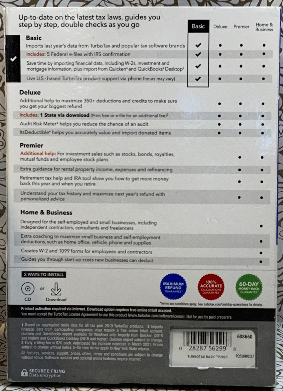📀 Intuit TurboTax Basic Step-By-Step Guidance, 2020