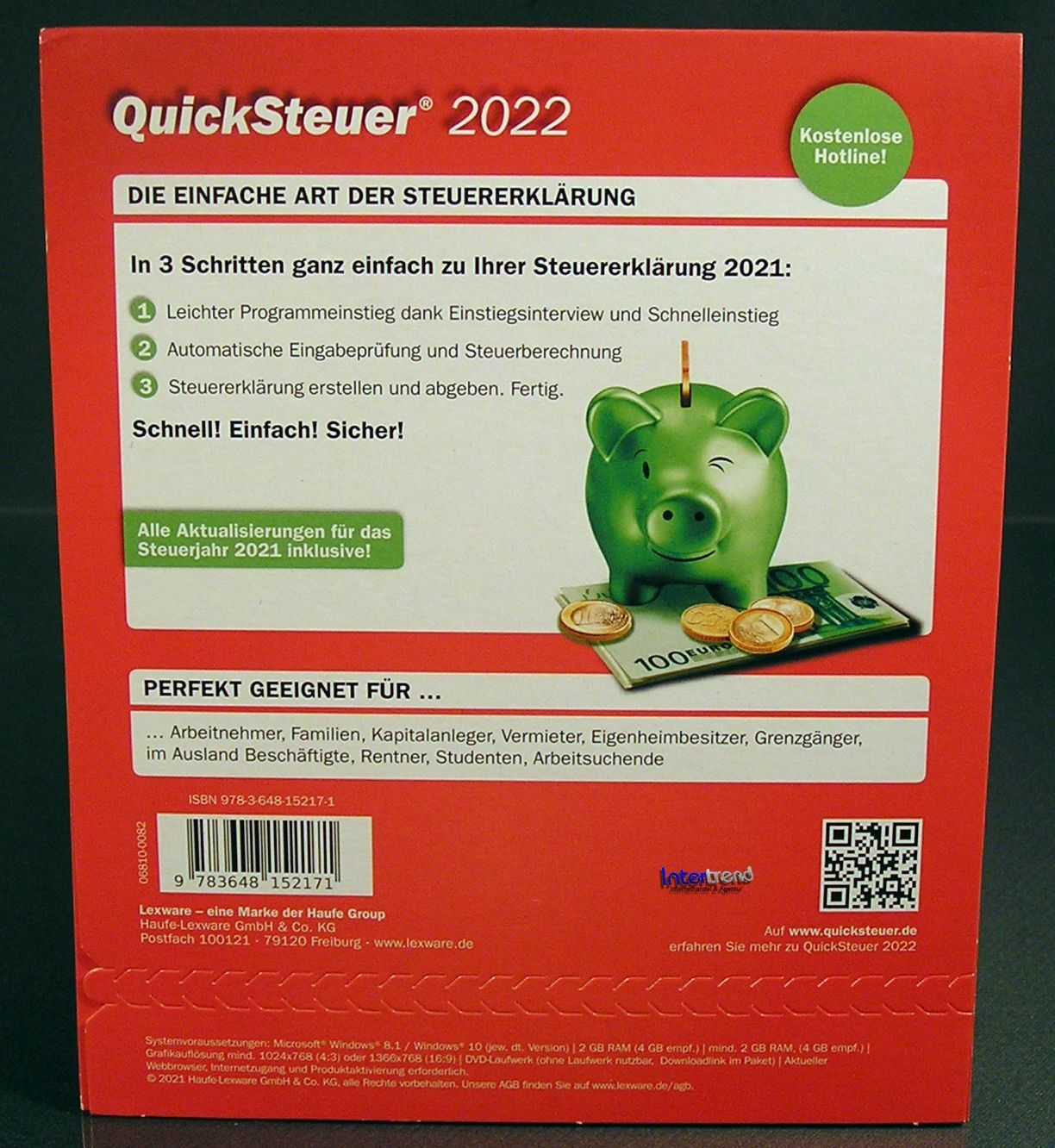 Lexware QuickTax 2022 Full Version Box, CD, Manual (PDF) Tax Year 2021 NEW