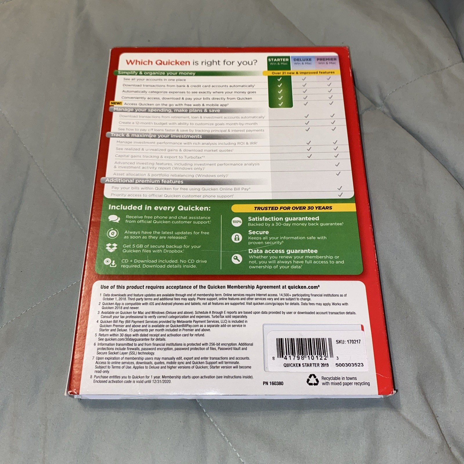 Intuit Quicken Starter Edition 2019 organized your money CD for Windows & Mac