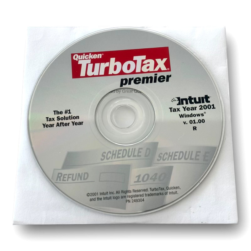 Intuit Quicken TurboTax Premiere Tax Year 2001 Windows Refund Schedule D &E 1040