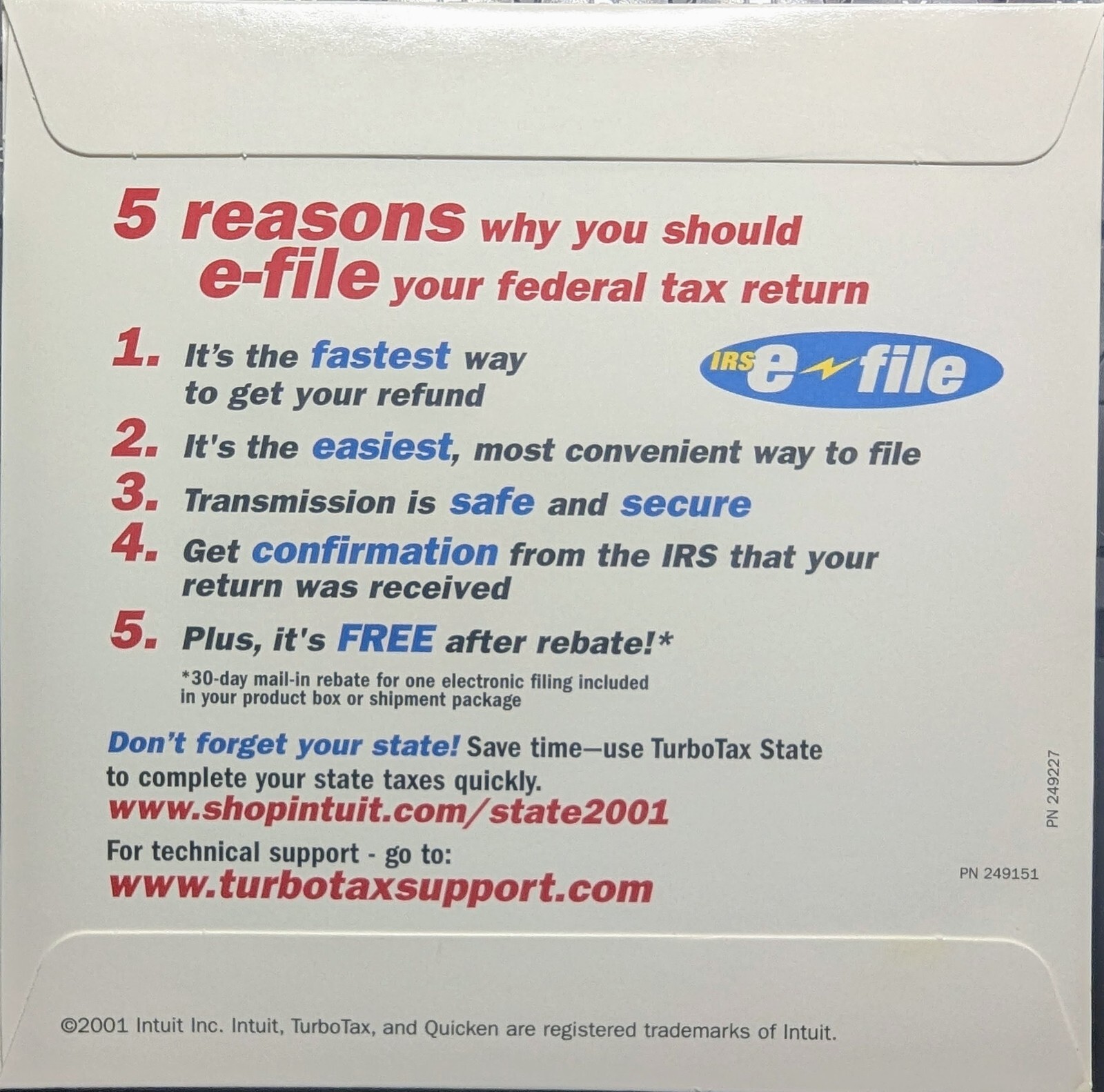 TurboTax Basic Federal 2001 Intuit Windows