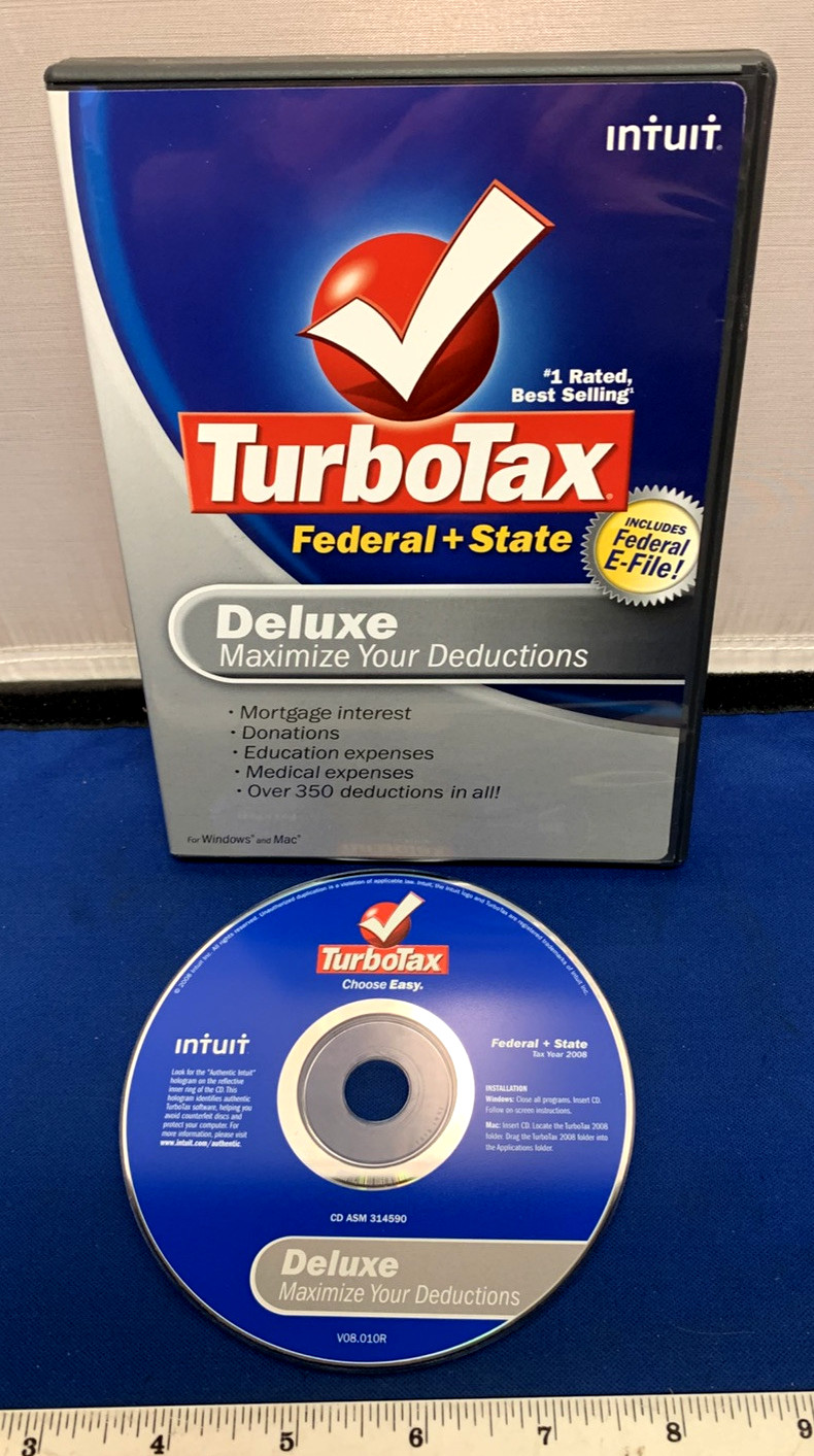 Intuit TurboTax Deluxe 2008 Federal + State for Windows & MAC