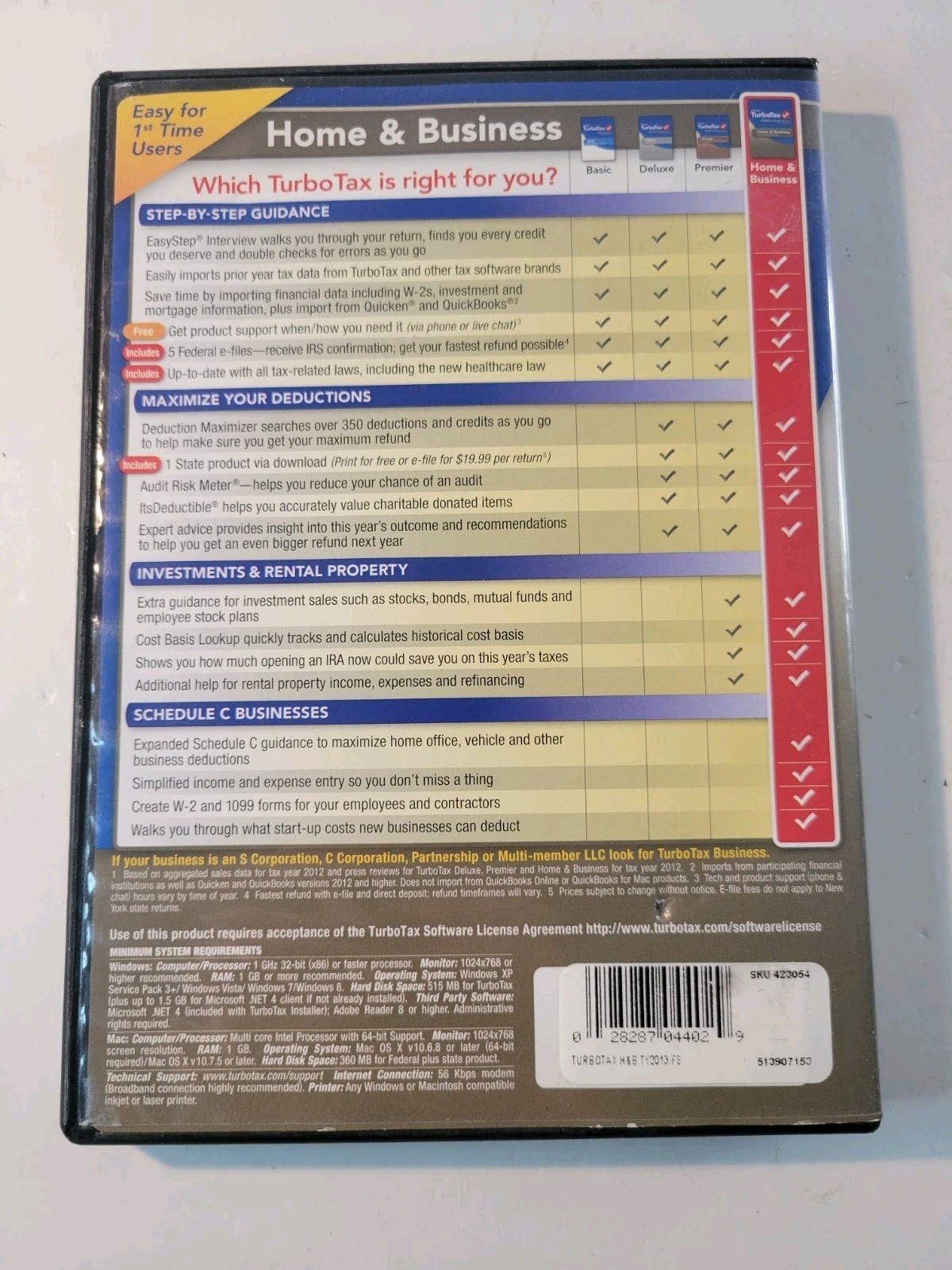 2013 Intuit TurboTax Home & Business Federal & State for PC & Mac CD