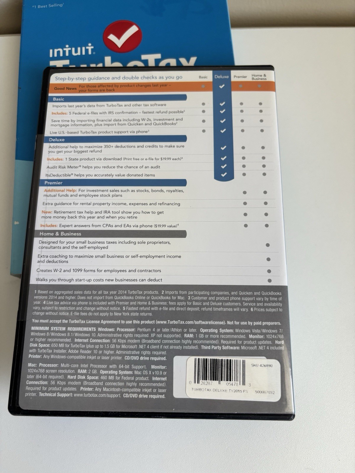 Intuit Turbotax 2015 Deluxe Federal & State maximize your deductions New sealed