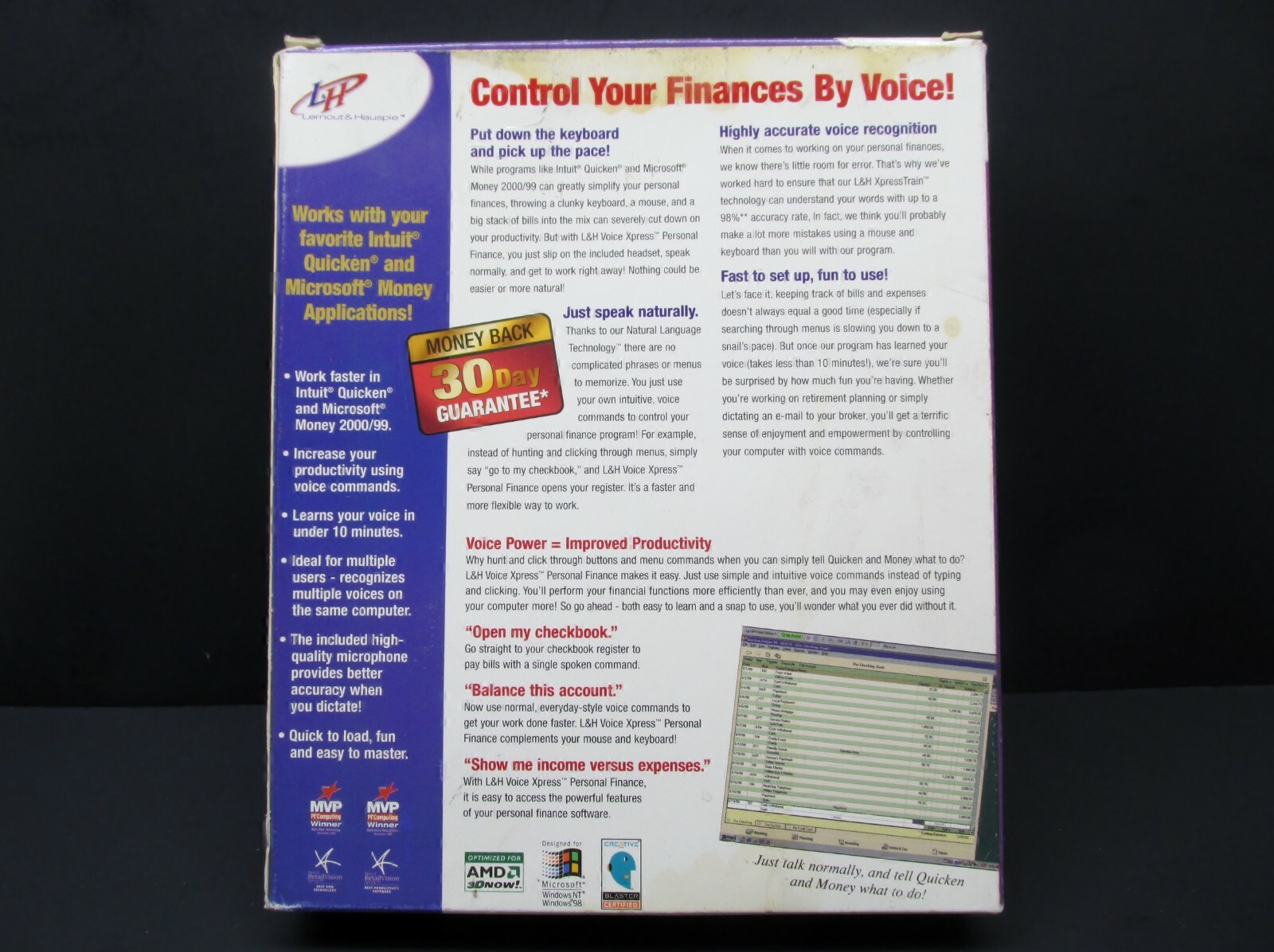 L & H Voice Xpress Personal Finance, W 95 / 98 / NT 4.0, 1999, Never Used
