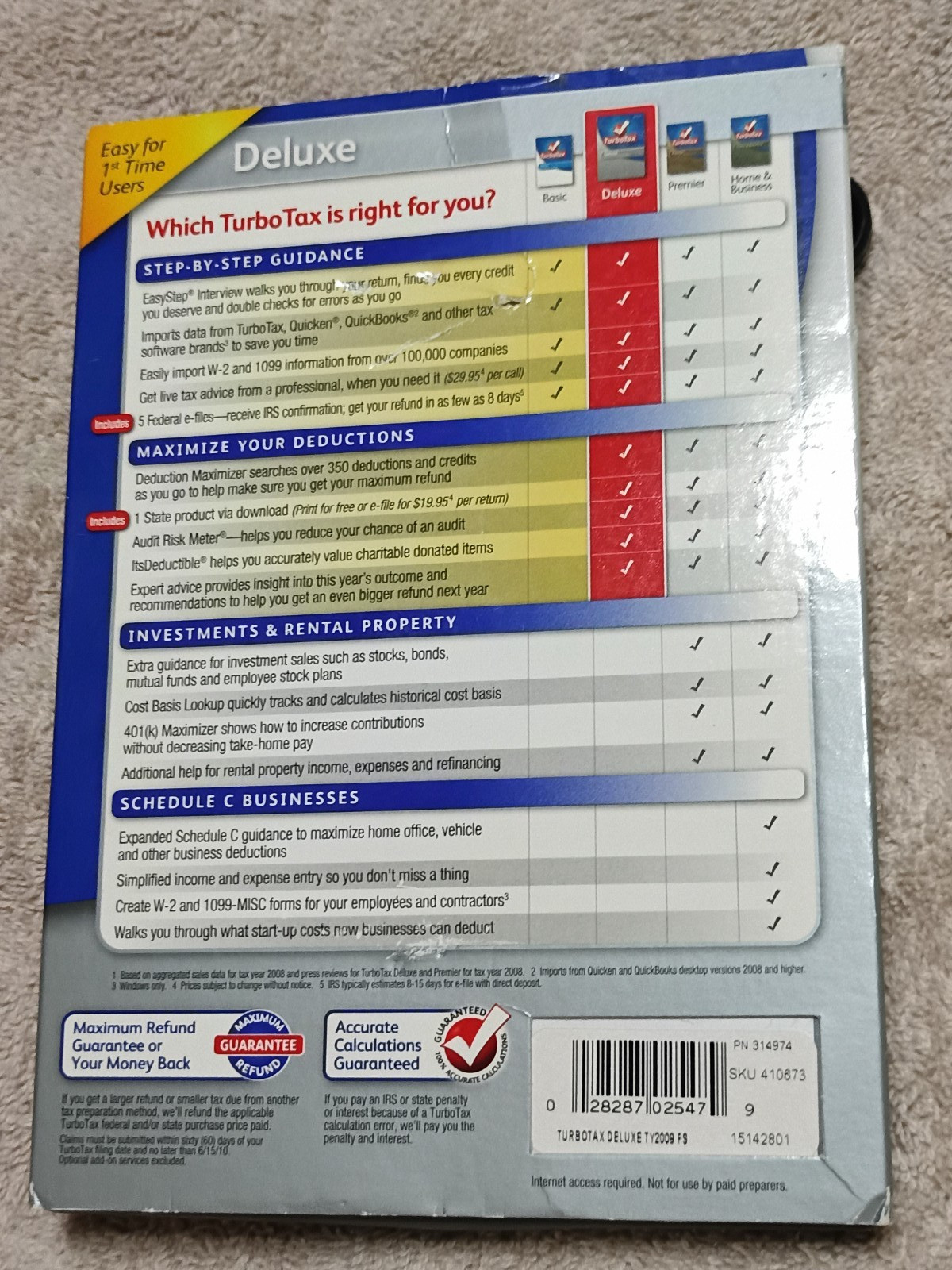 Intuit TurboTax Deluxe Federal and State – Tax Year 2009 – Fast Shipping