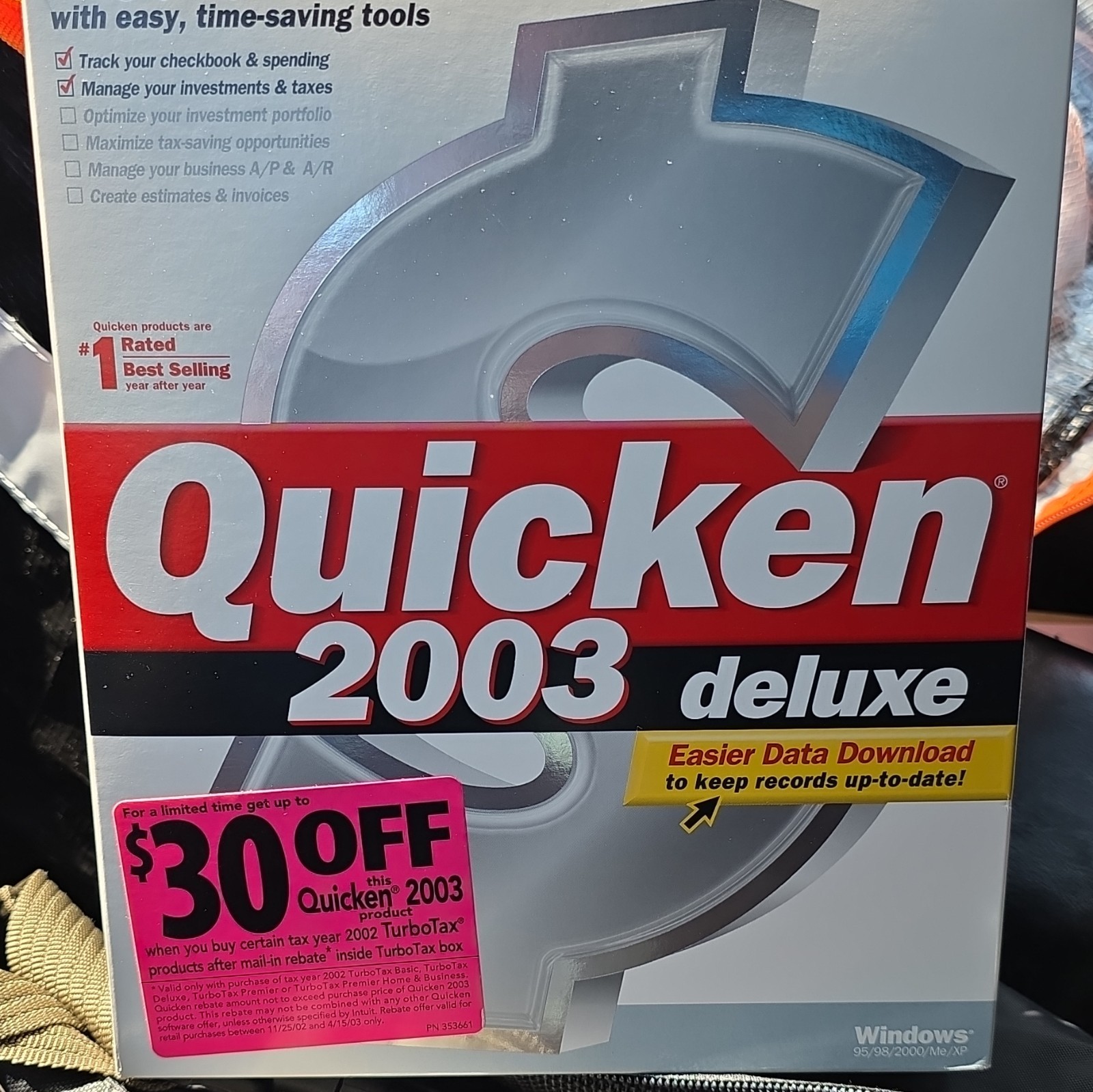 Intuit Quicken 2003 Deluxe For Windows PC w/ Insert, VGC Fast Free Shipping