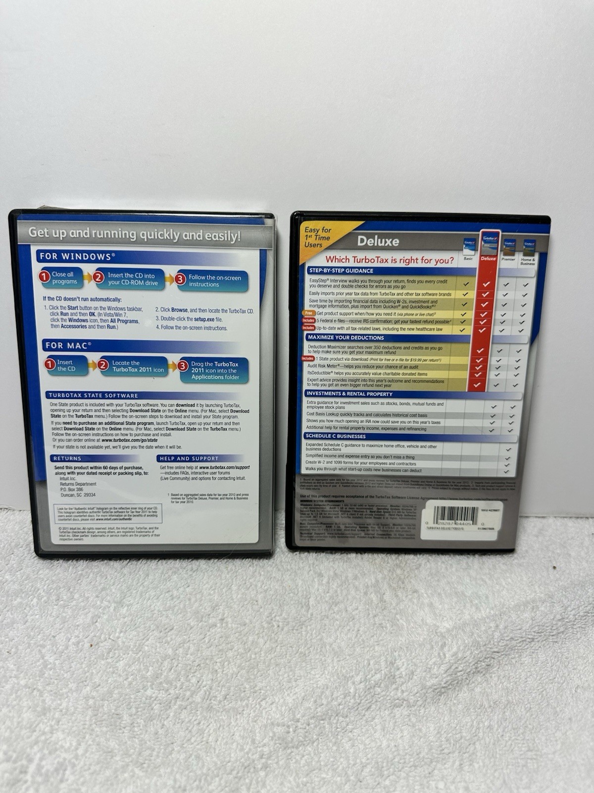 2 Lot of Intuit TurboTax Deluxe 2011 & 2013 Federal & State Returns CD Discs