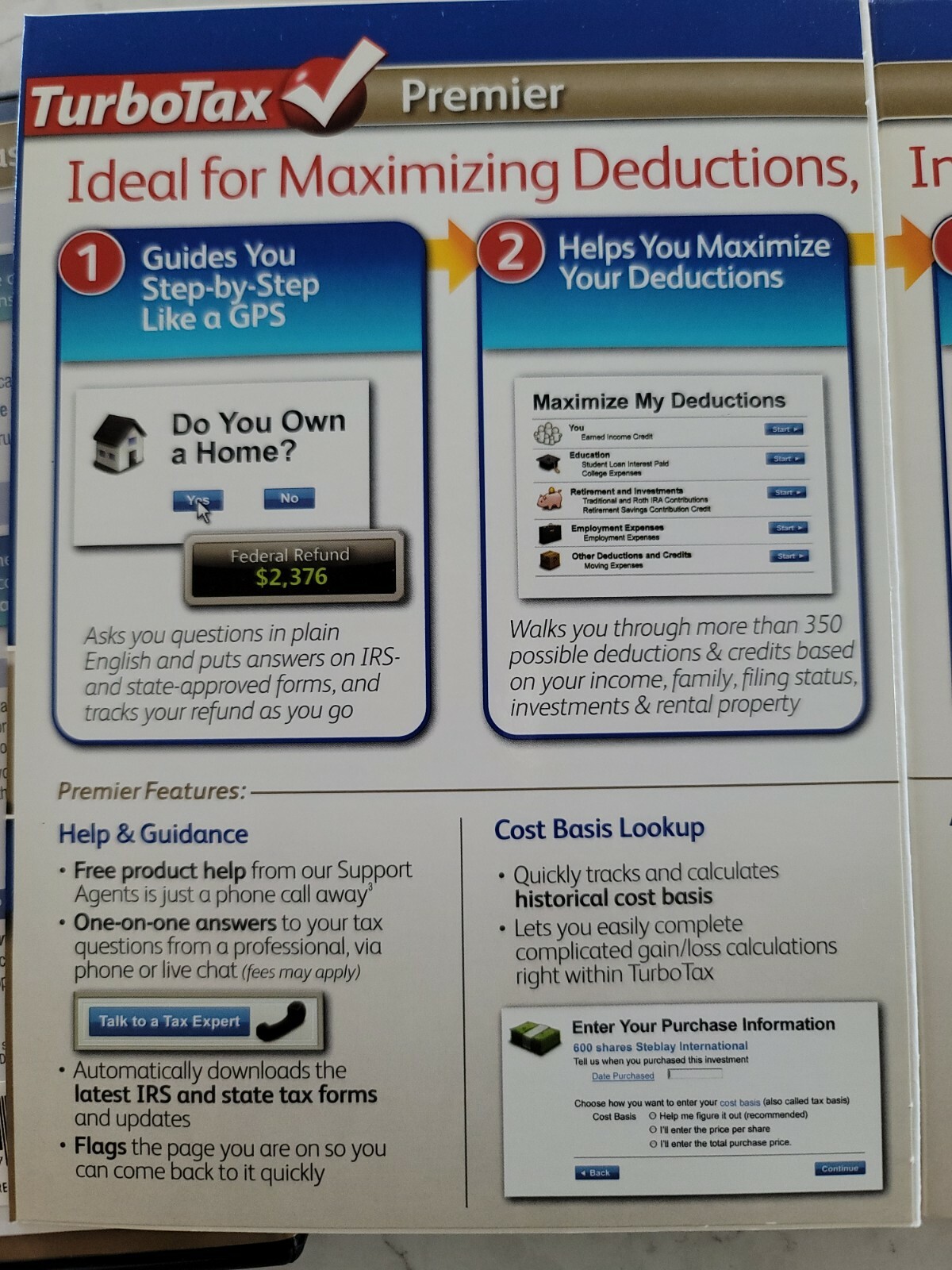 TurboTax Premier 2012 Fed Only. (State return not included)