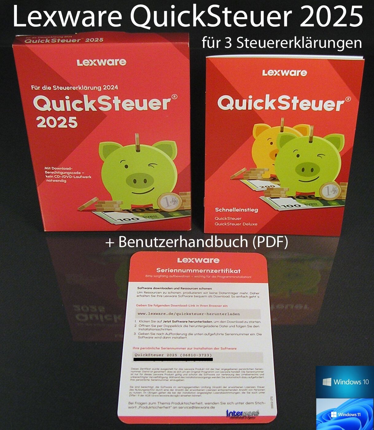 Lexware QuickSteuer 2025 Box (Tax Year 2024) for 3 Tax Returns Original Packaging NEW