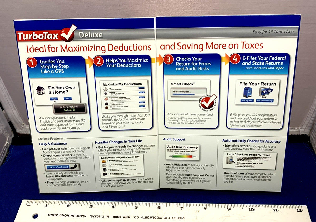 Turbo Tax Deluxe 2010 Federal & State Return Software for Windows & Mac