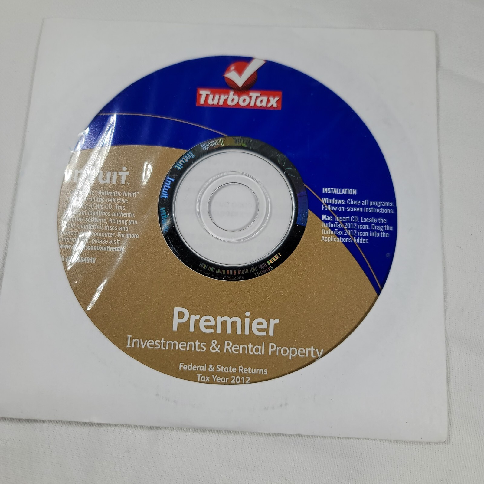 2012 TurboTax Premier, Investment And Rental Property. Fed and State. Intuit