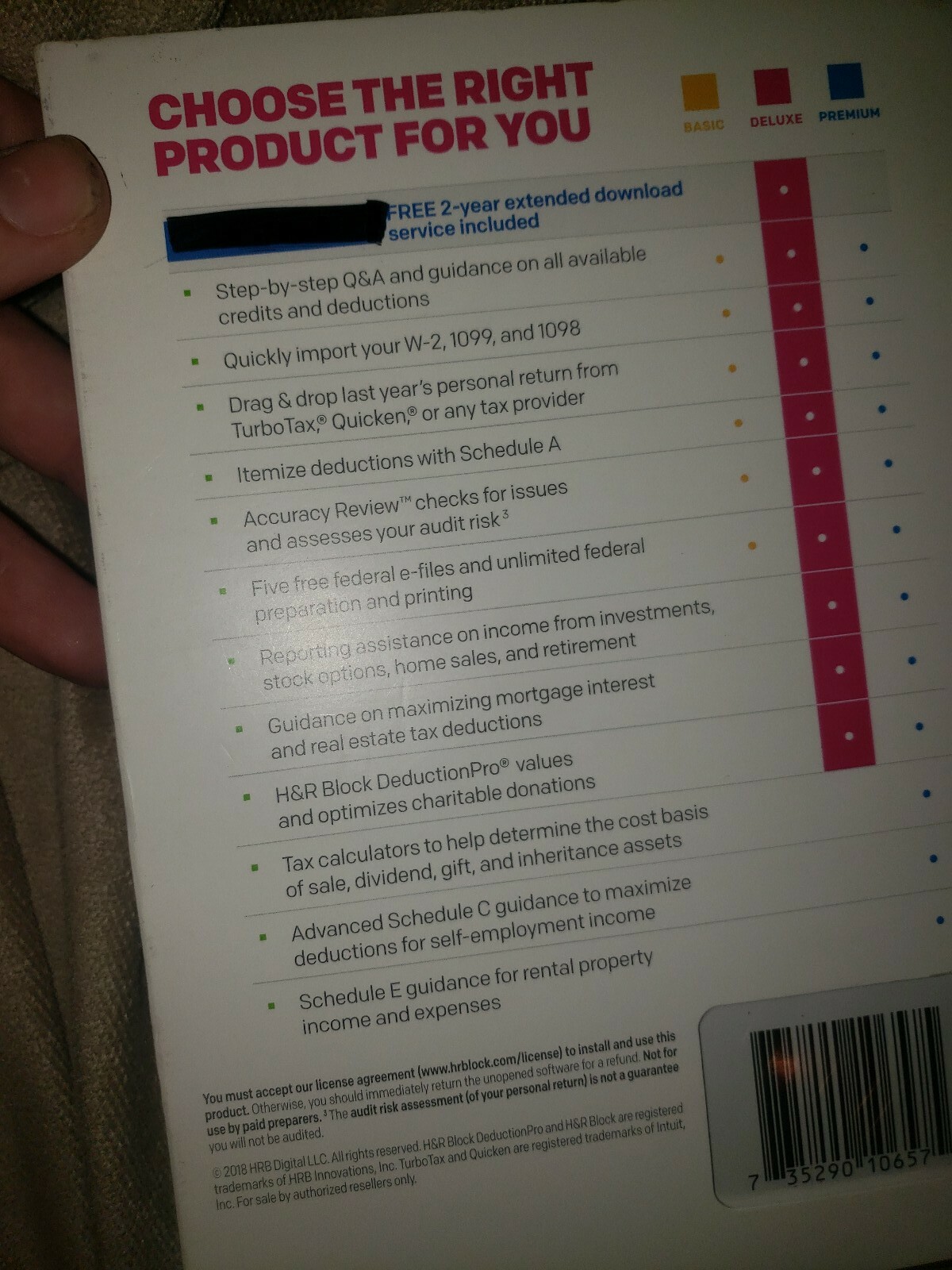 H&R Block 2018 Deluxe Tax Software Federal Homeowners/Investors