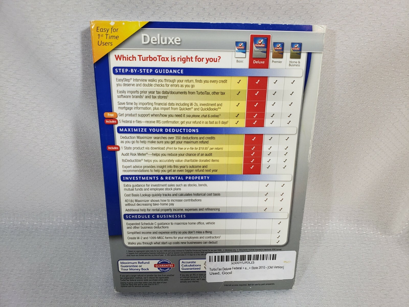TurboTax Deluxe Federal and State For Windows & Mac CD – Tax Year 2010