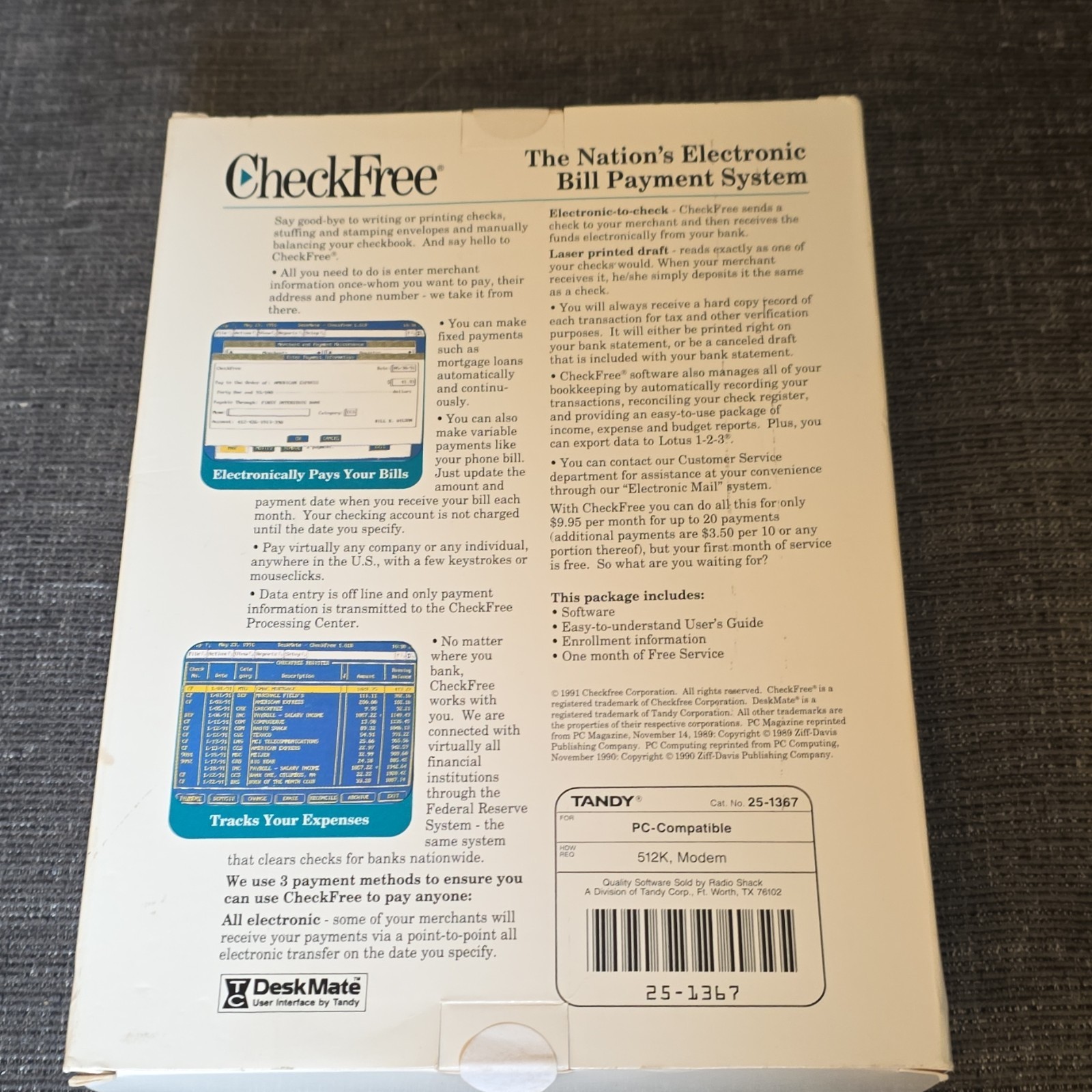 Tandy 1000 / PC CheckFree Electronic Bill Payment System 3.5″ Floppy MPN 25-1367