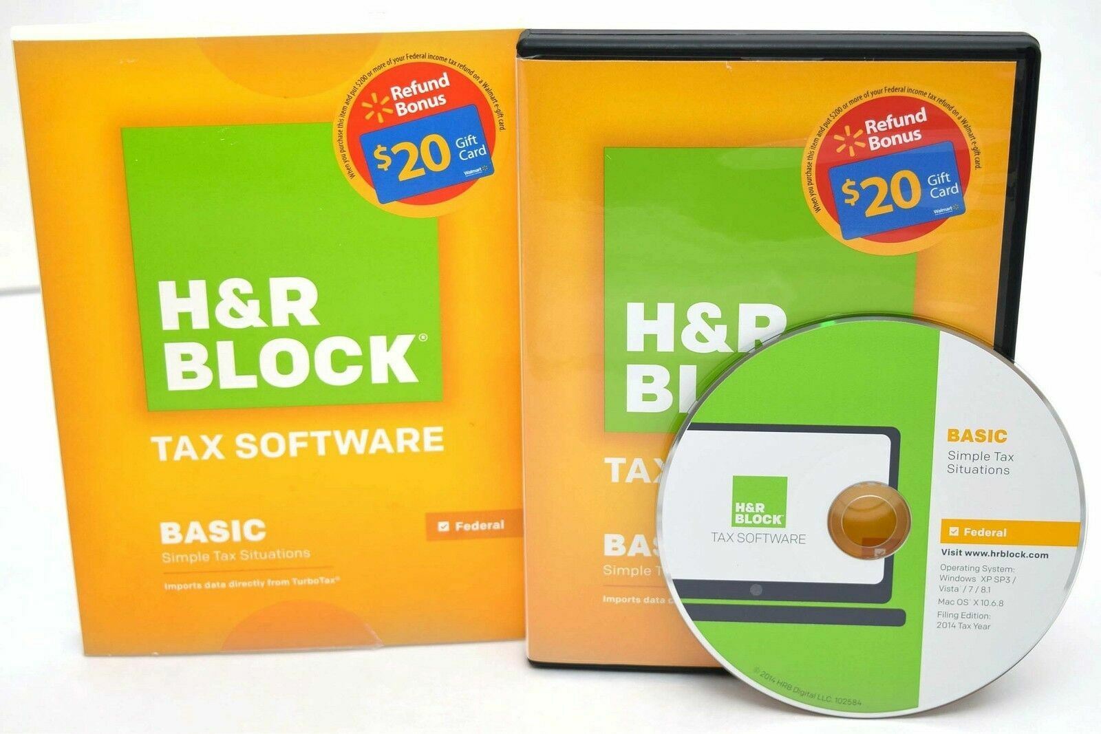 SEALED NEW H&R Block 2014 BASIC Simple Tax Situations FEDERAL ONLY Software CD