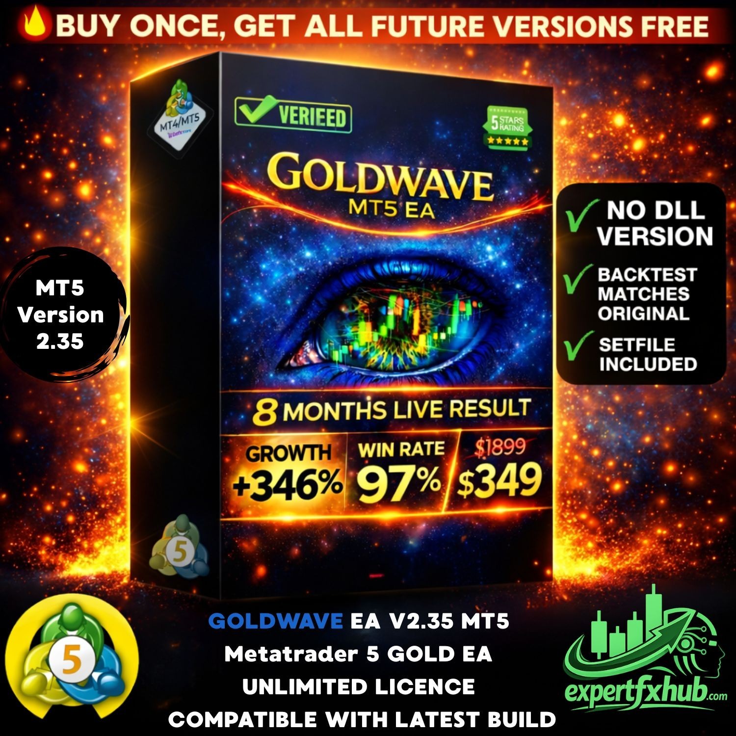 v2.35 Goldwave EA Metatrader MT5 Gold Bot Trading Forex Robot prop firm