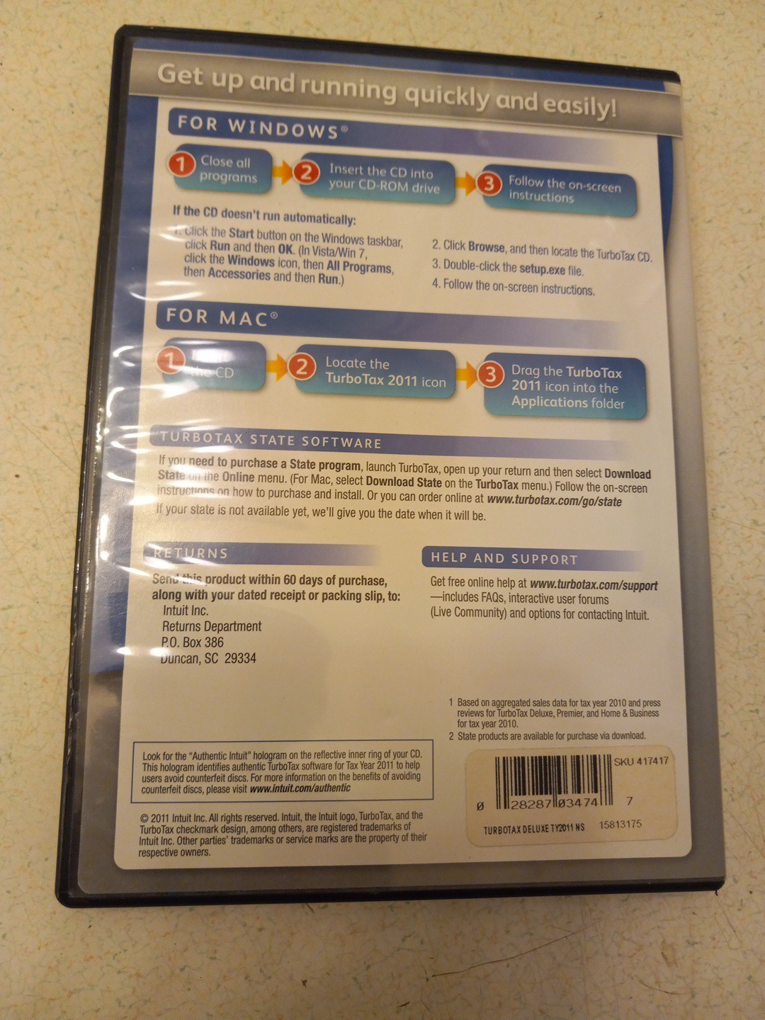 2011 TurboTax Deluxe Federal + Efile-Used
