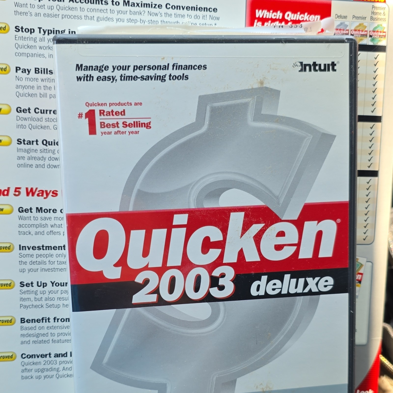 Intuit Quicken 2003 Deluxe For Windows PC w/ Insert, VGC Fast Free Shipping