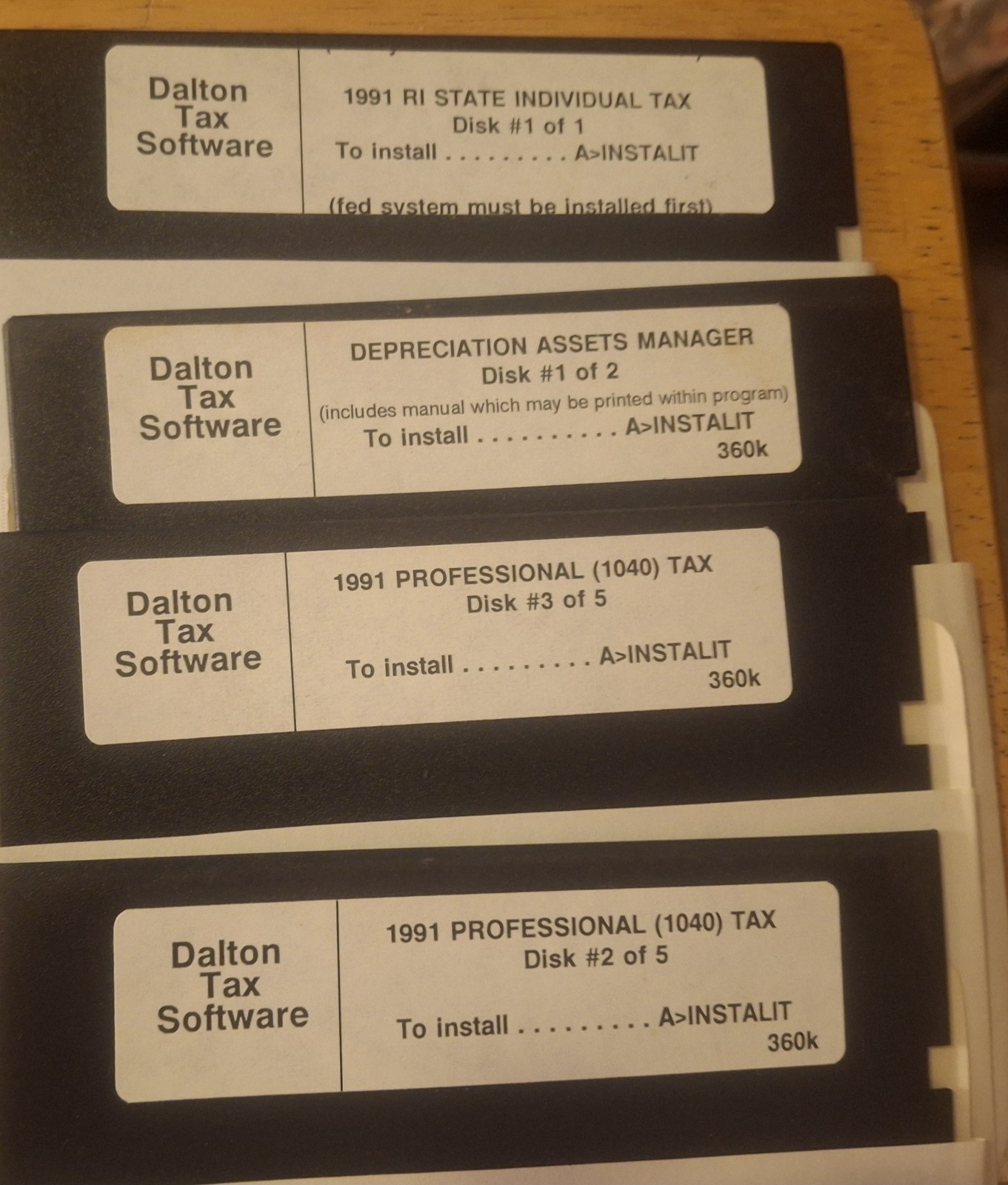 1991 TAX SOFTWARE DALTO TAX SOFTWARE 1040 DEPRECIATION STATE MA RI