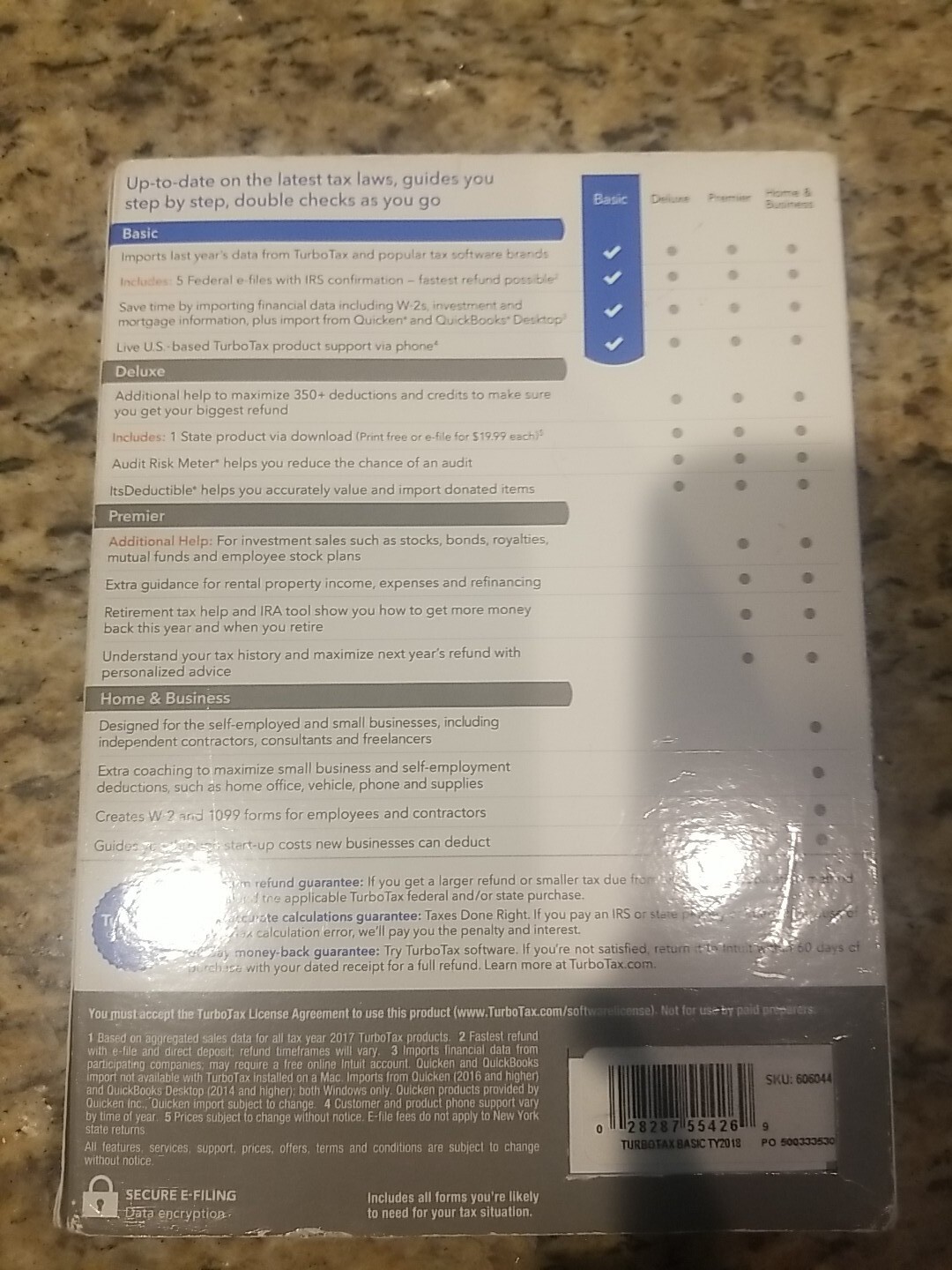 Intuit TurboTax Basic 2018 Federal Returns + Federal E-File for Windows and Mac