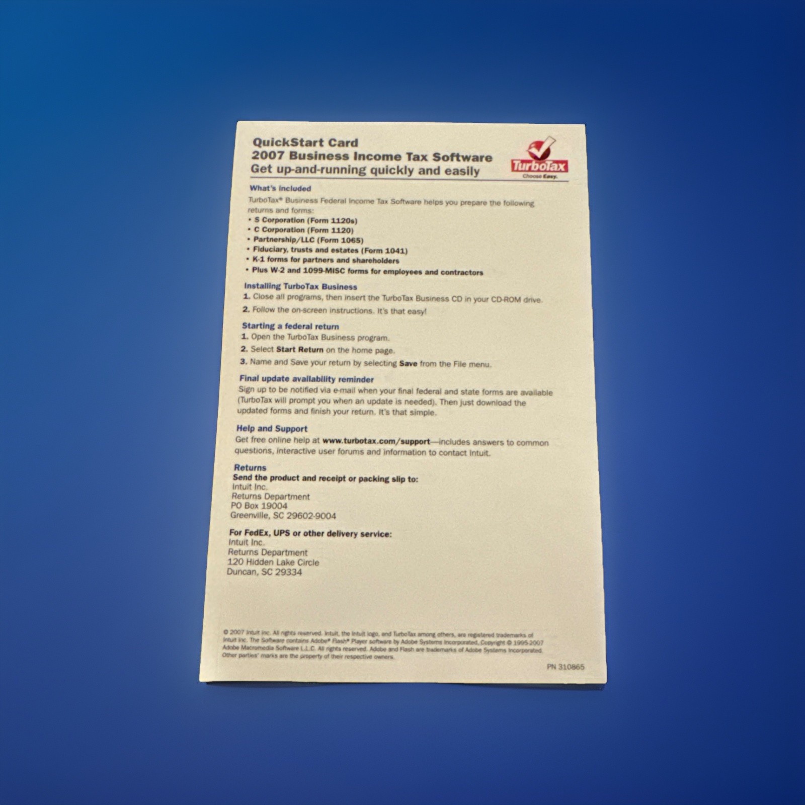 Intuit TurboTax 2007 Business – Windows