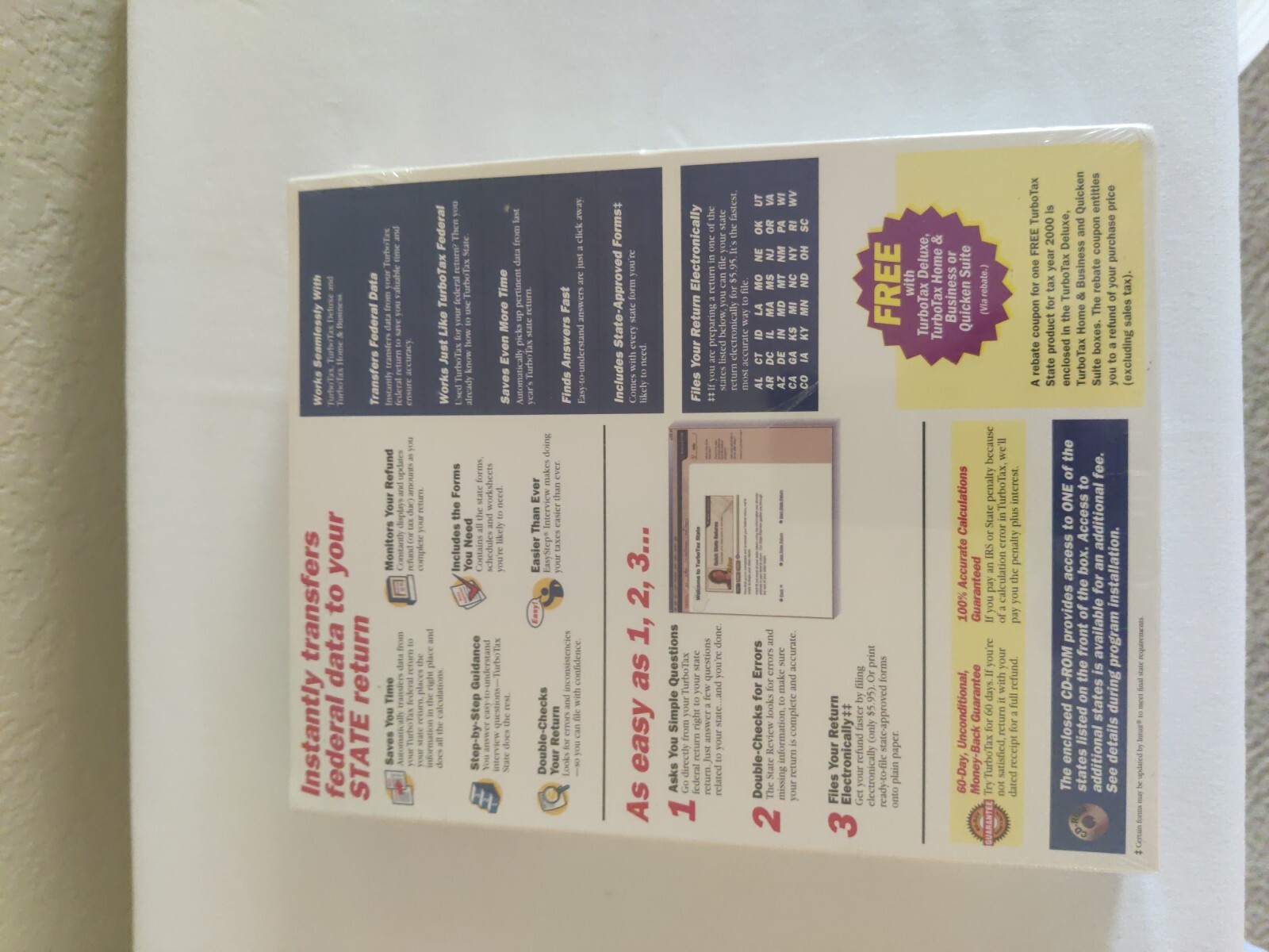 Quicken TurboTax State Program 2000 For Windows 95/98/NT 4.0/2000/Me New Sealed