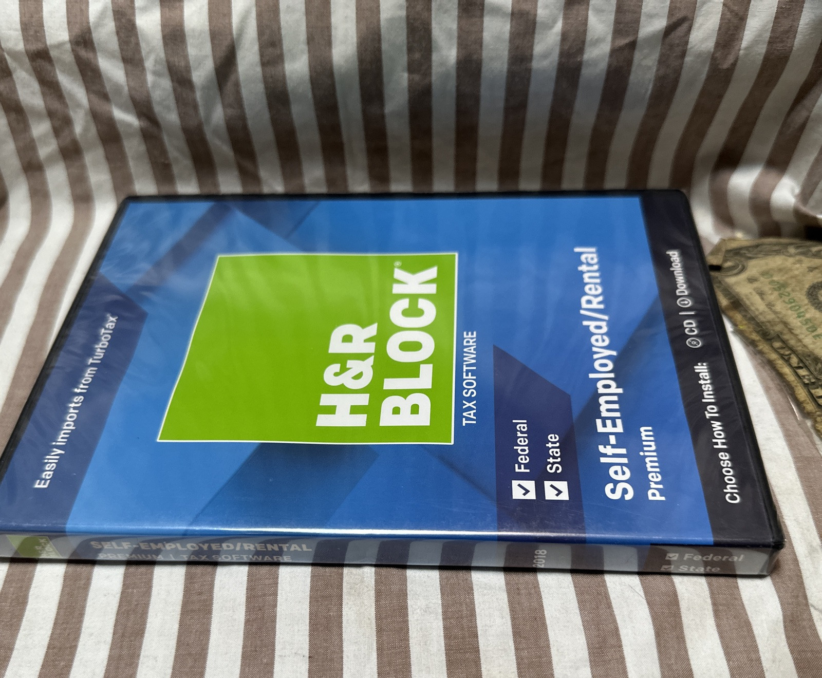 2018 H&R Premium Self Employed/Rental 2018 Tax Software Fed/State Turbotax CD