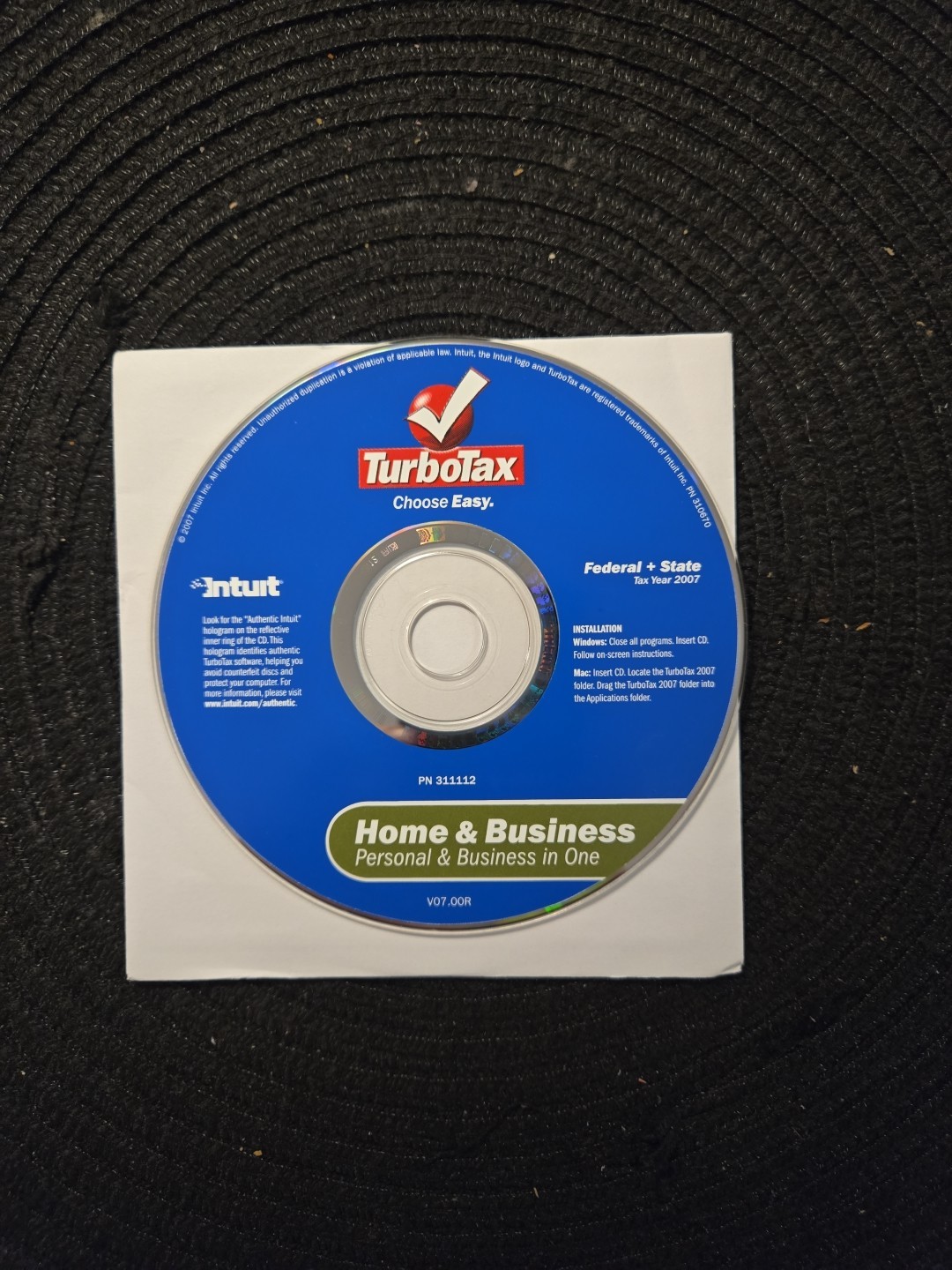 TurboTax Home & Business 2007 Disc Windows Or Mac