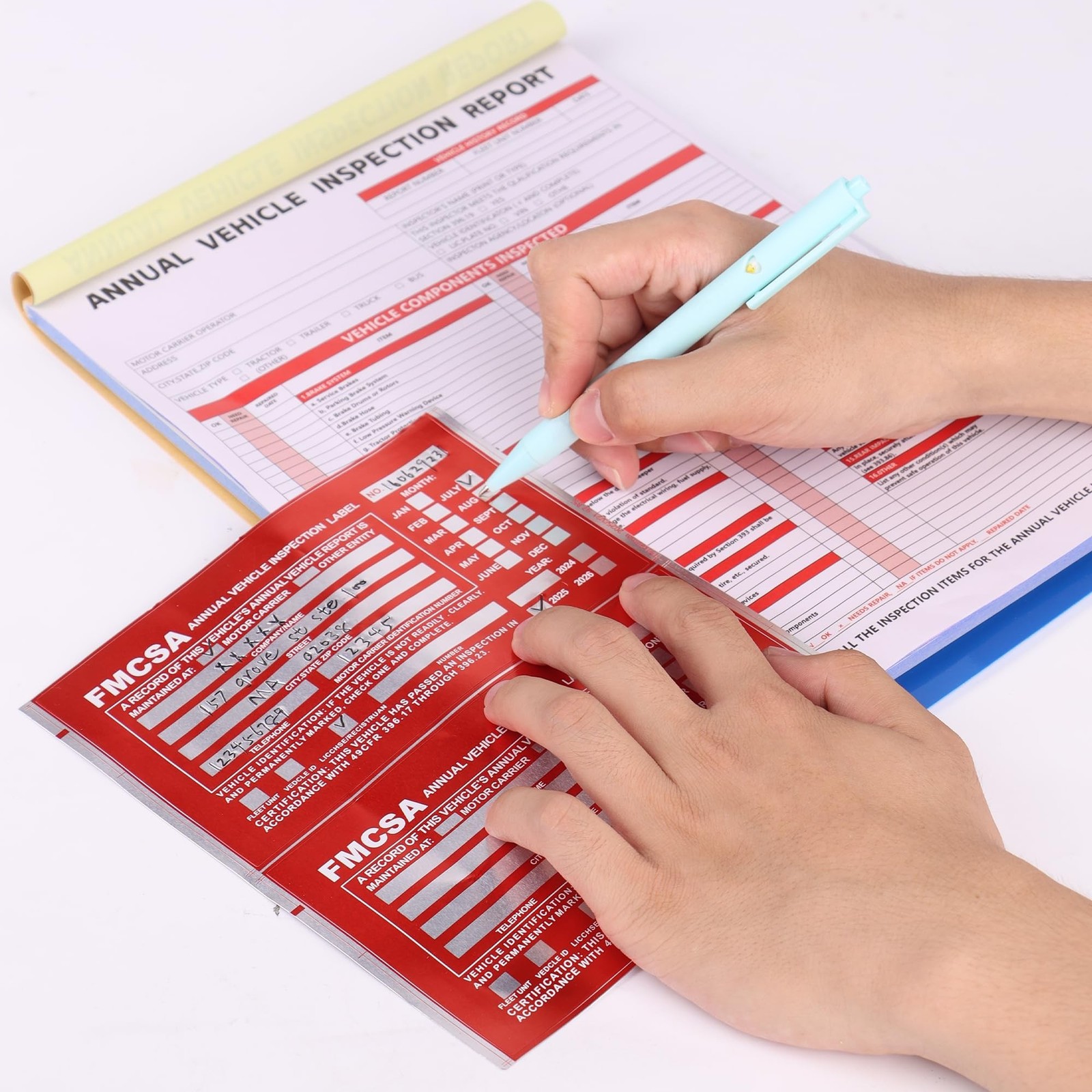 30-Pack Annual Vehicle Inspection Report Form, 3-Ply Carbonless Form and Hard…