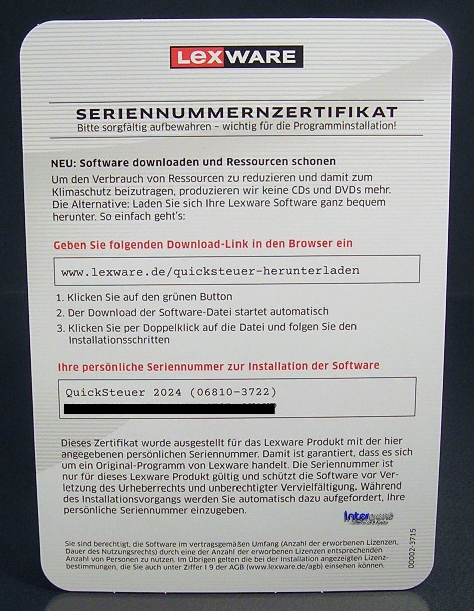 Lexware QuickSteuer 2024 Vollversion Box, Handbuch (PDF) Steuerjahr 2023 OVP NEU
