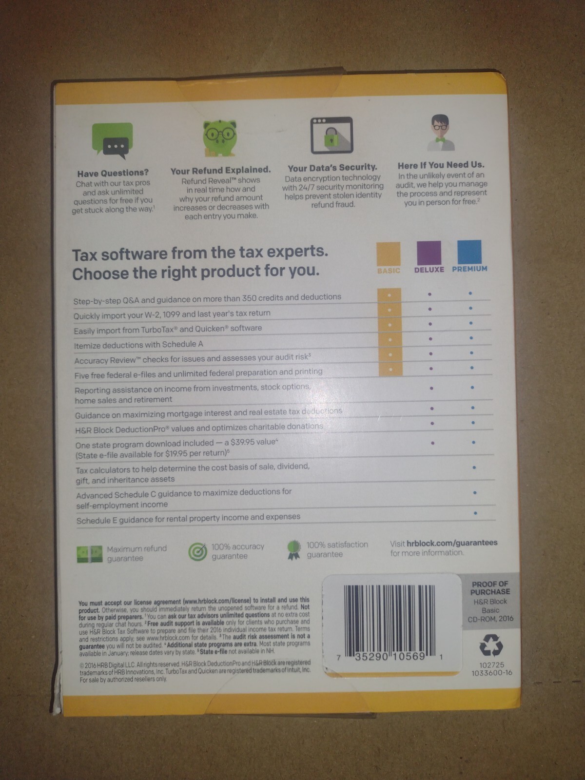 H&R Block 2016 Federal Basic Simple Tax Software (Windows and Mac) New Sealed