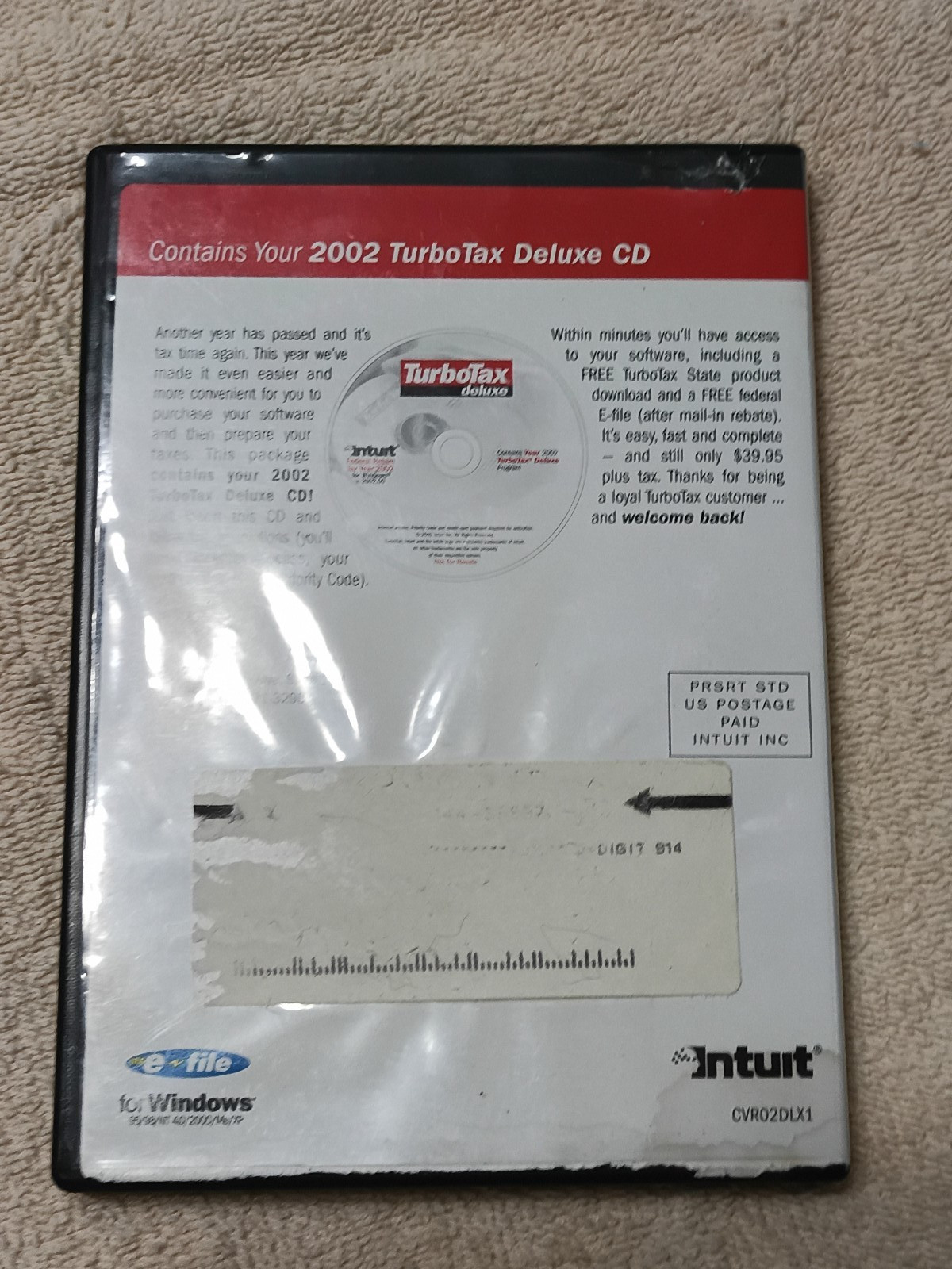 Intuit TurboTax Deluxe CD Federal Return – Tax Year 2002 – Fast Shipping