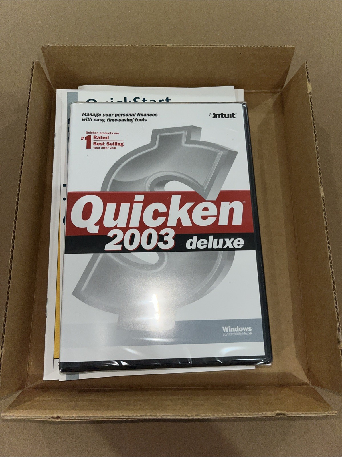 Intuit Quicken 2003 Deluxe For Windows PC Sealed CD.