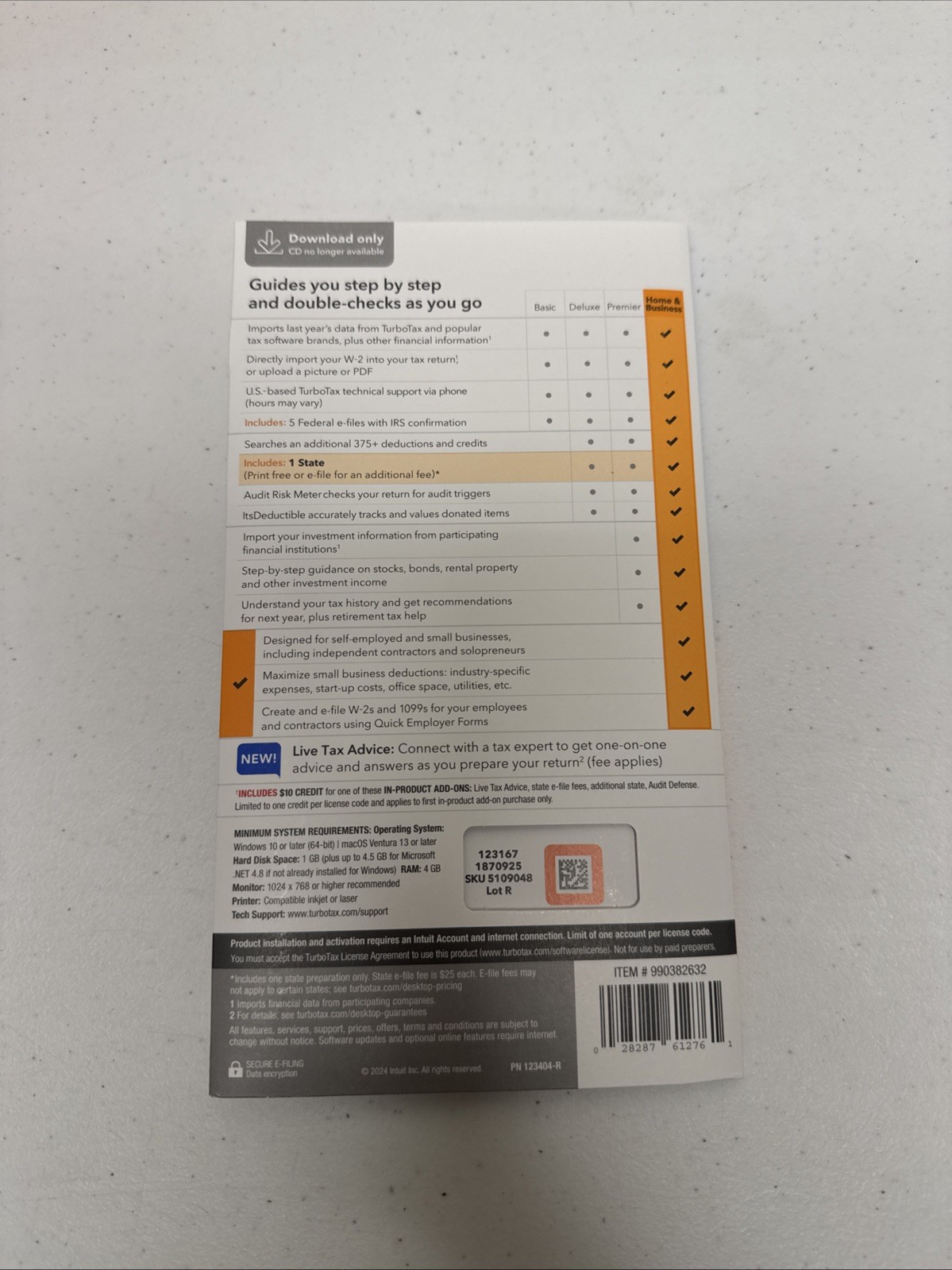 NEW TurboTax Home & Business 2024 Unopened DIGITAL CODE INCLUDED ￼