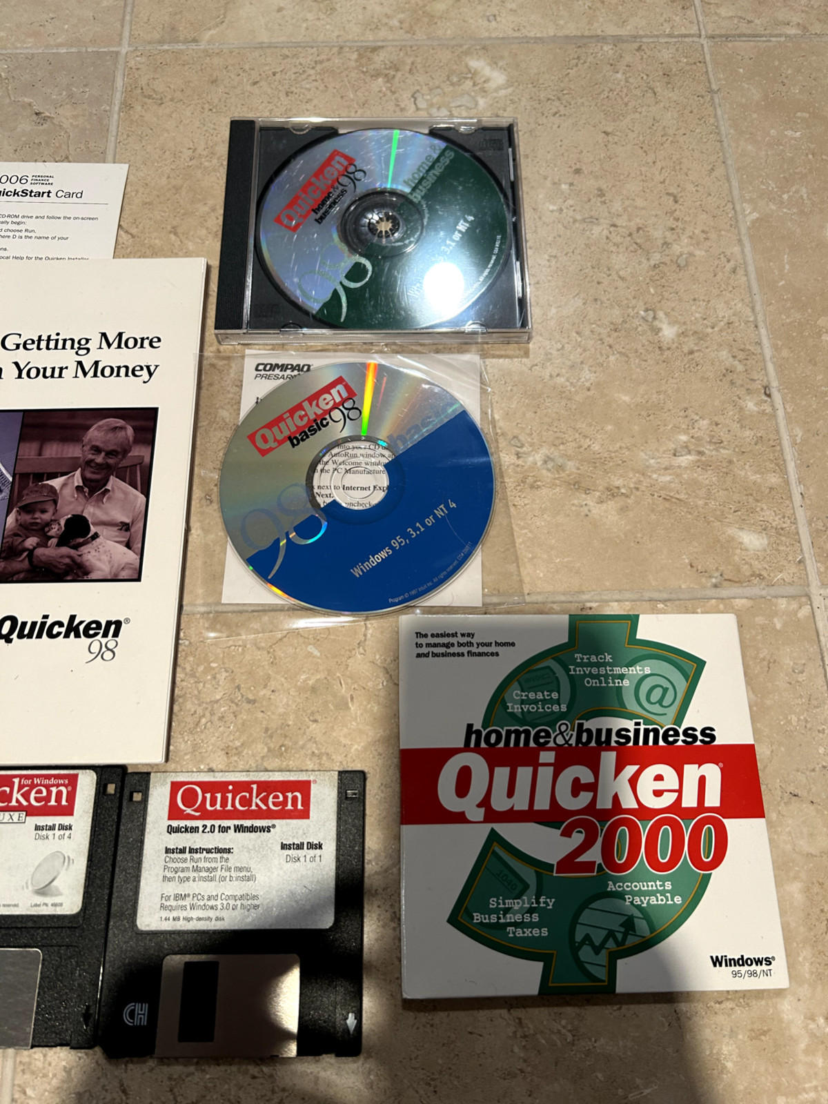 Quicken Basic ’98, Home & Busuness, ’98, ’99, & 2000 Finance Software Mixed lot
